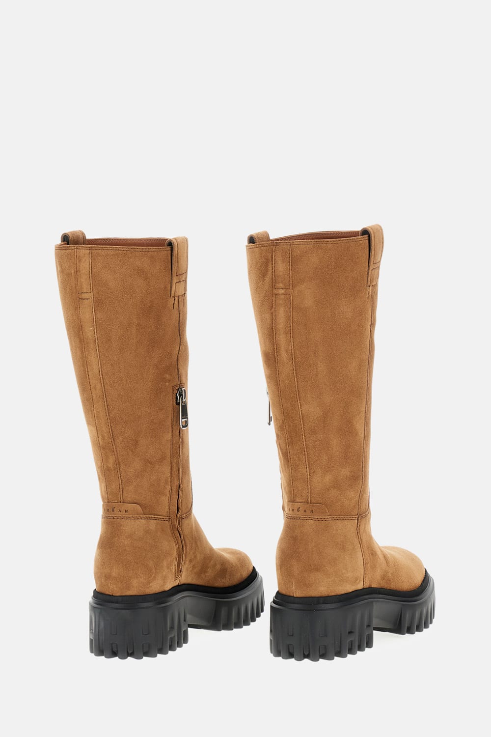 Hogan Platform Zip-fastening Knee-high Boots In Brown