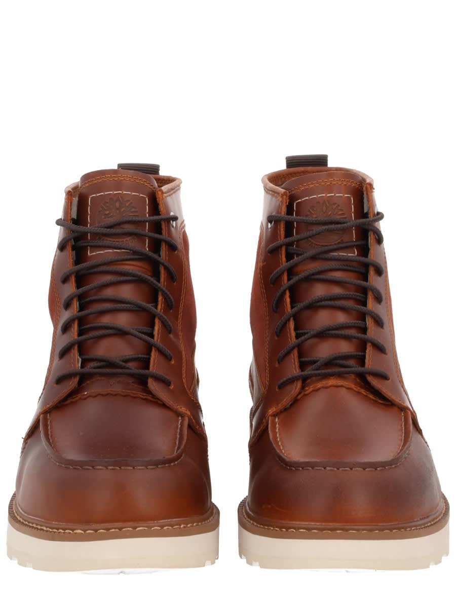 Timberland Stylish Boots With Contrast Stitching And Rubber Sole In Brown