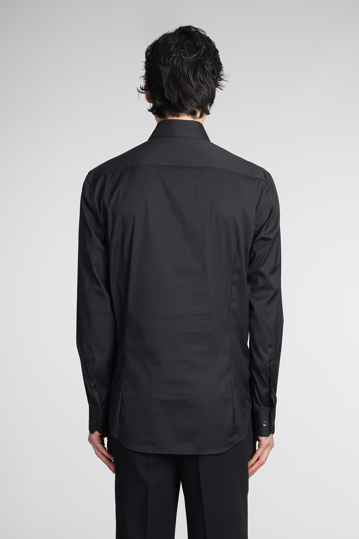 Shop Giorgio Armani Shirt In Black Cotton In Uc99