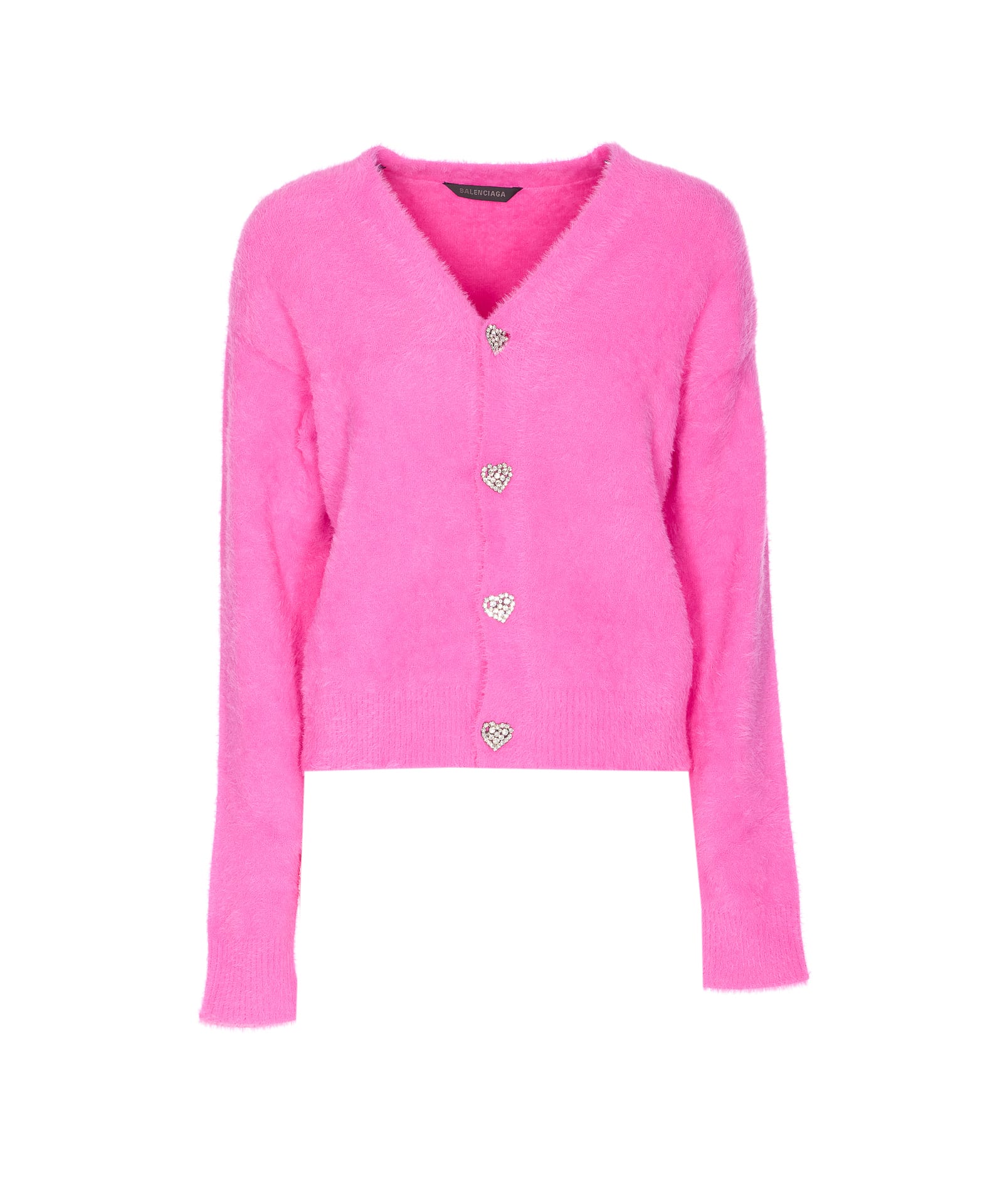 Balenciaga Cozy Cardigan Featuring Heart-shaped Buttons In Pink