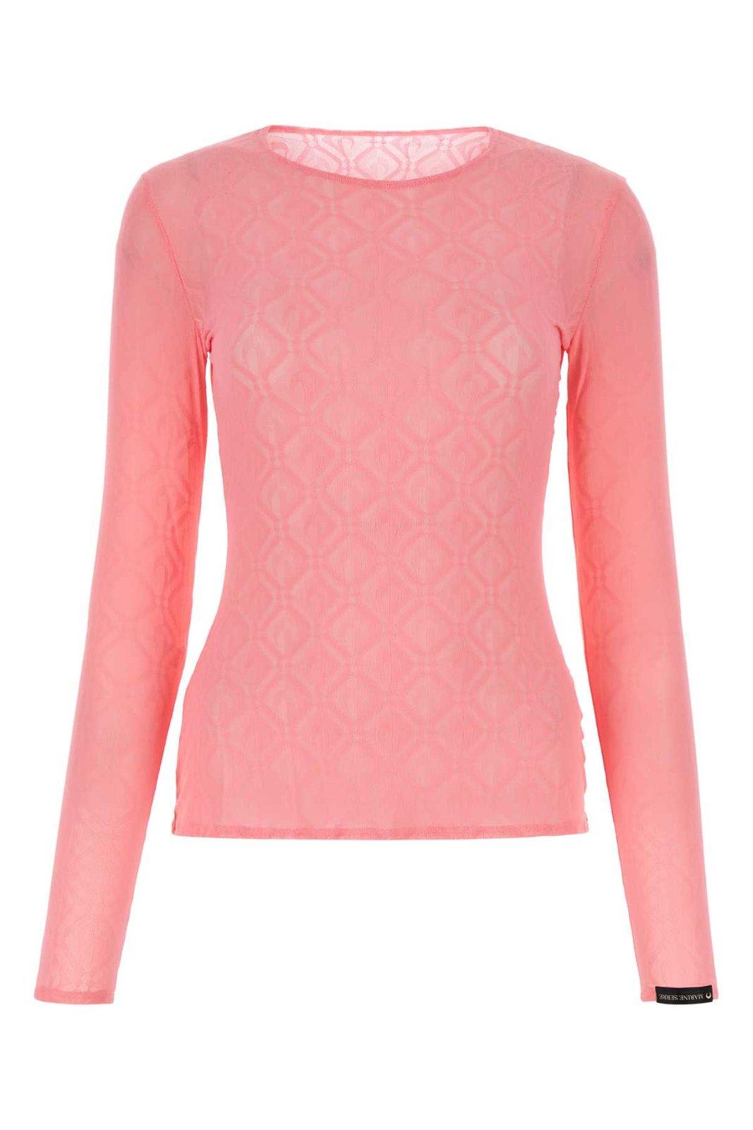 Shop Marine Serre Crescent Moon Long Sleeved Top In Pink