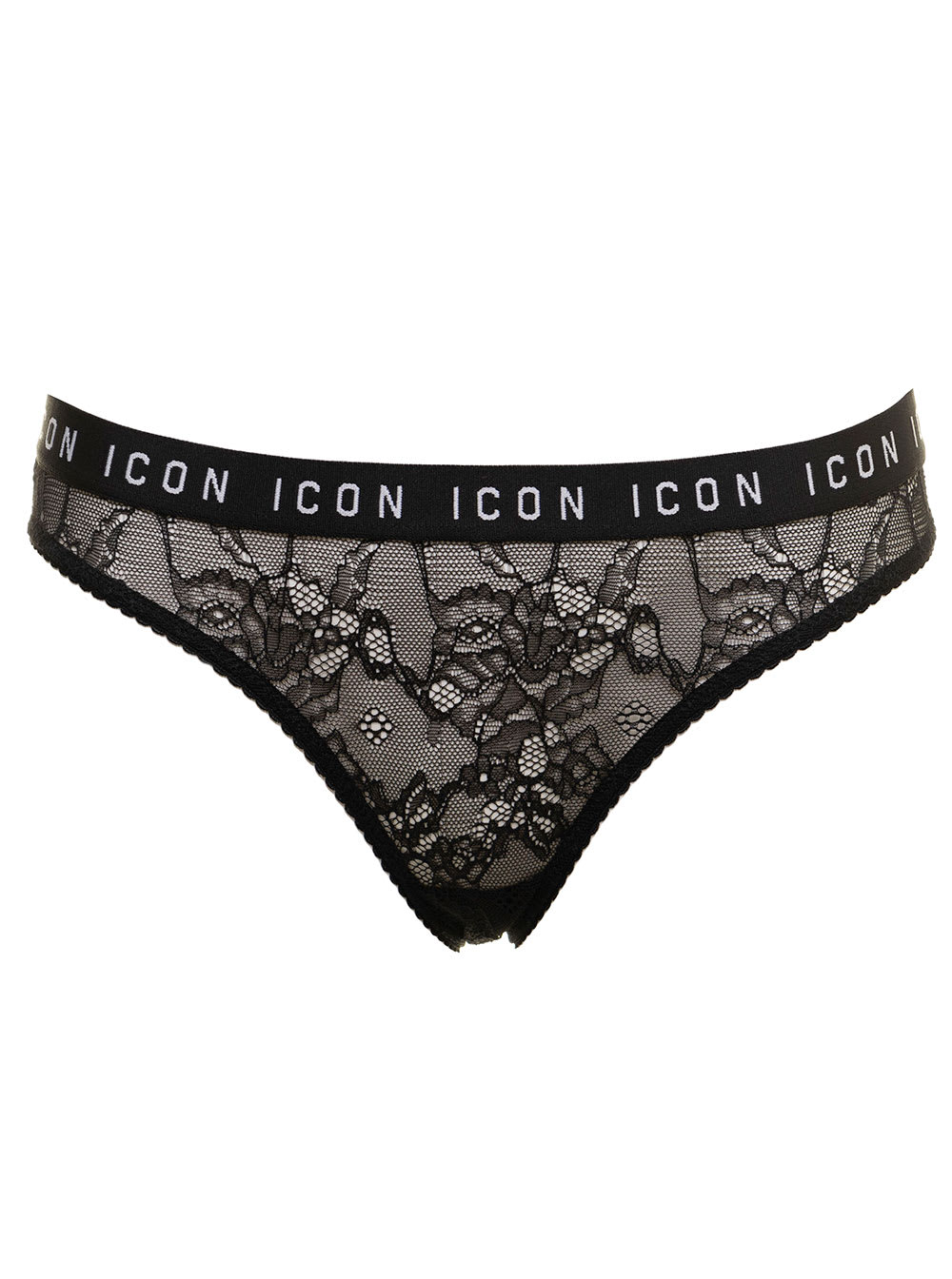 Dsquared2 D-squared2 Womans Black Lace Briefs With Logo Print