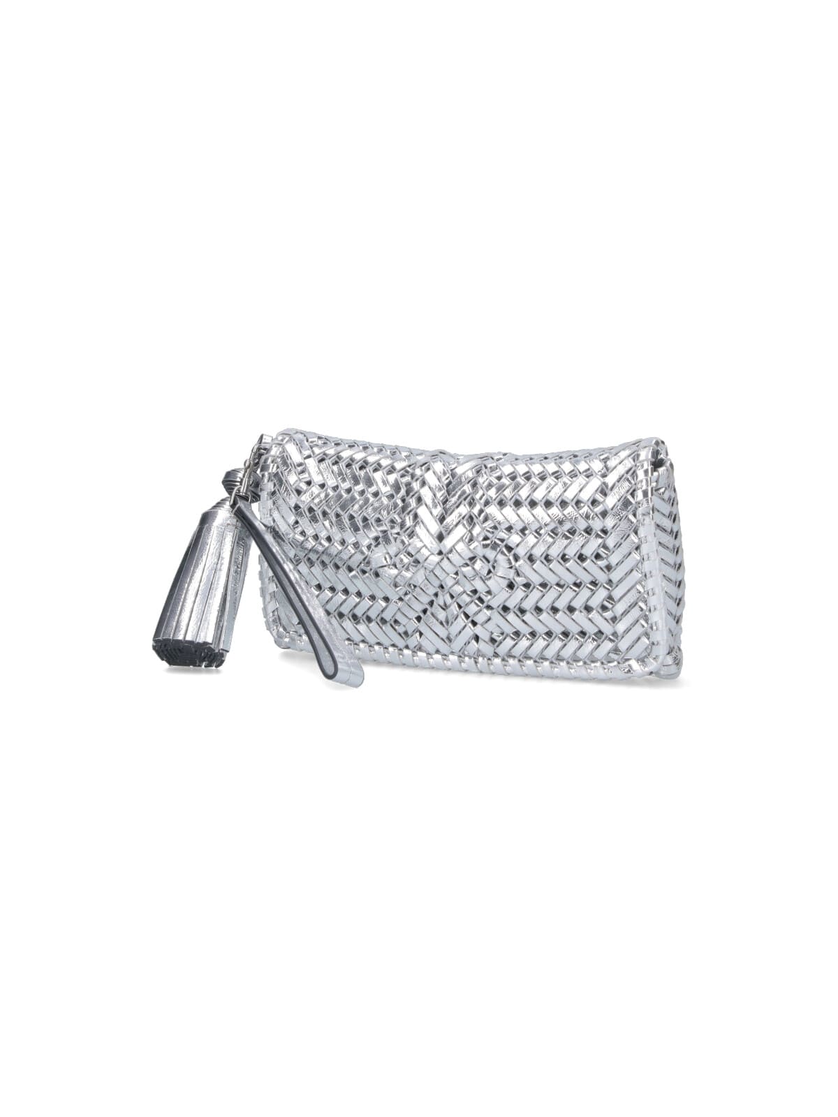 Anya Hindmarch Neeson Leather Clutch Bag In Silver