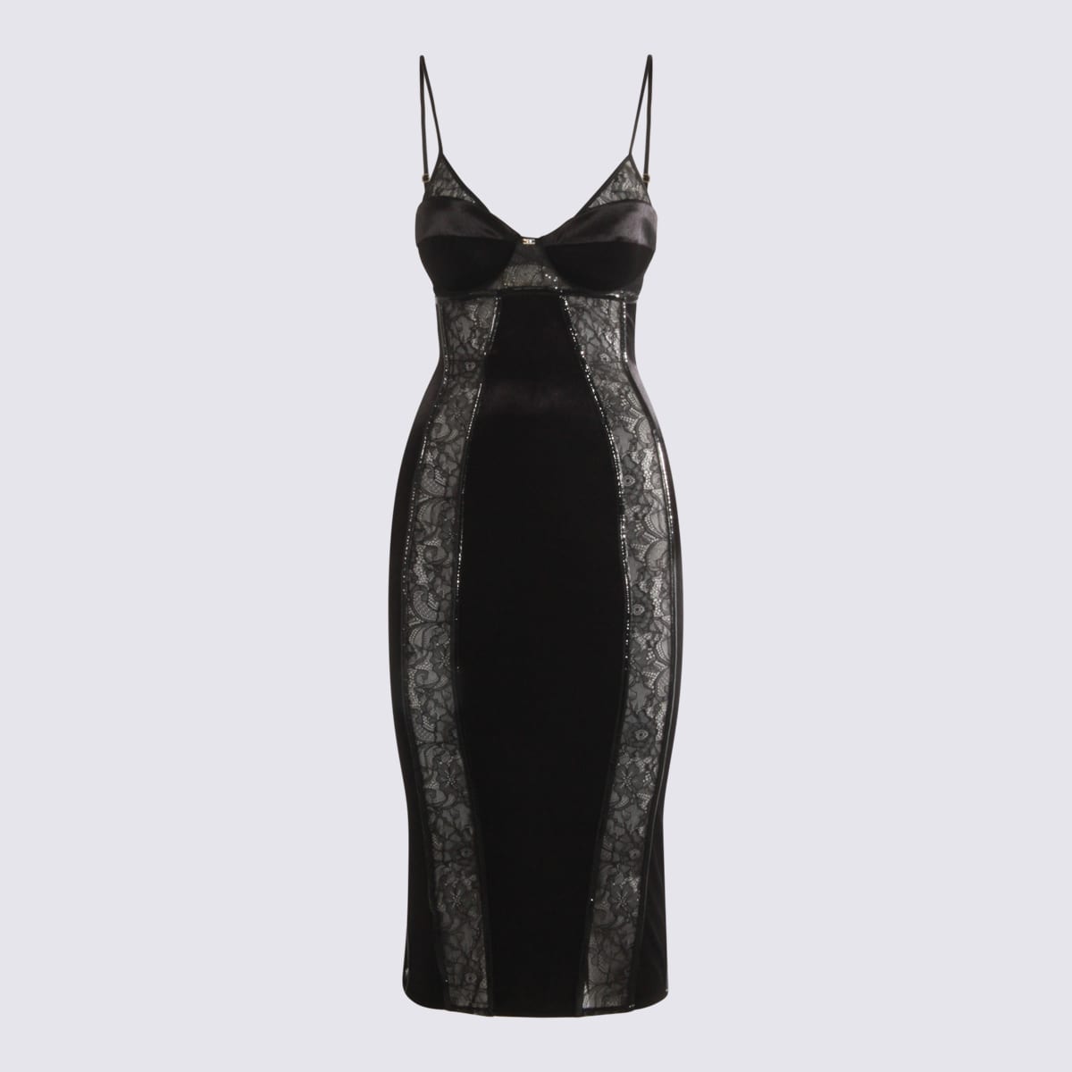 Elisabetta Franchi Black Midi Dress