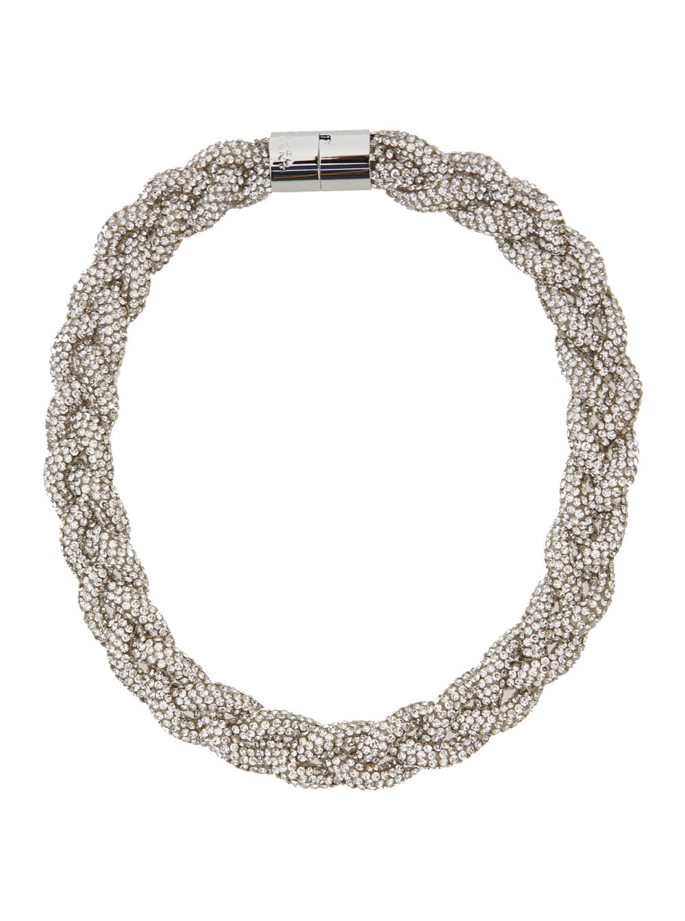 Shop Isabel Marant Silver Colored Twisted Necklace With Rhinestones In Metal Woman In Metallic