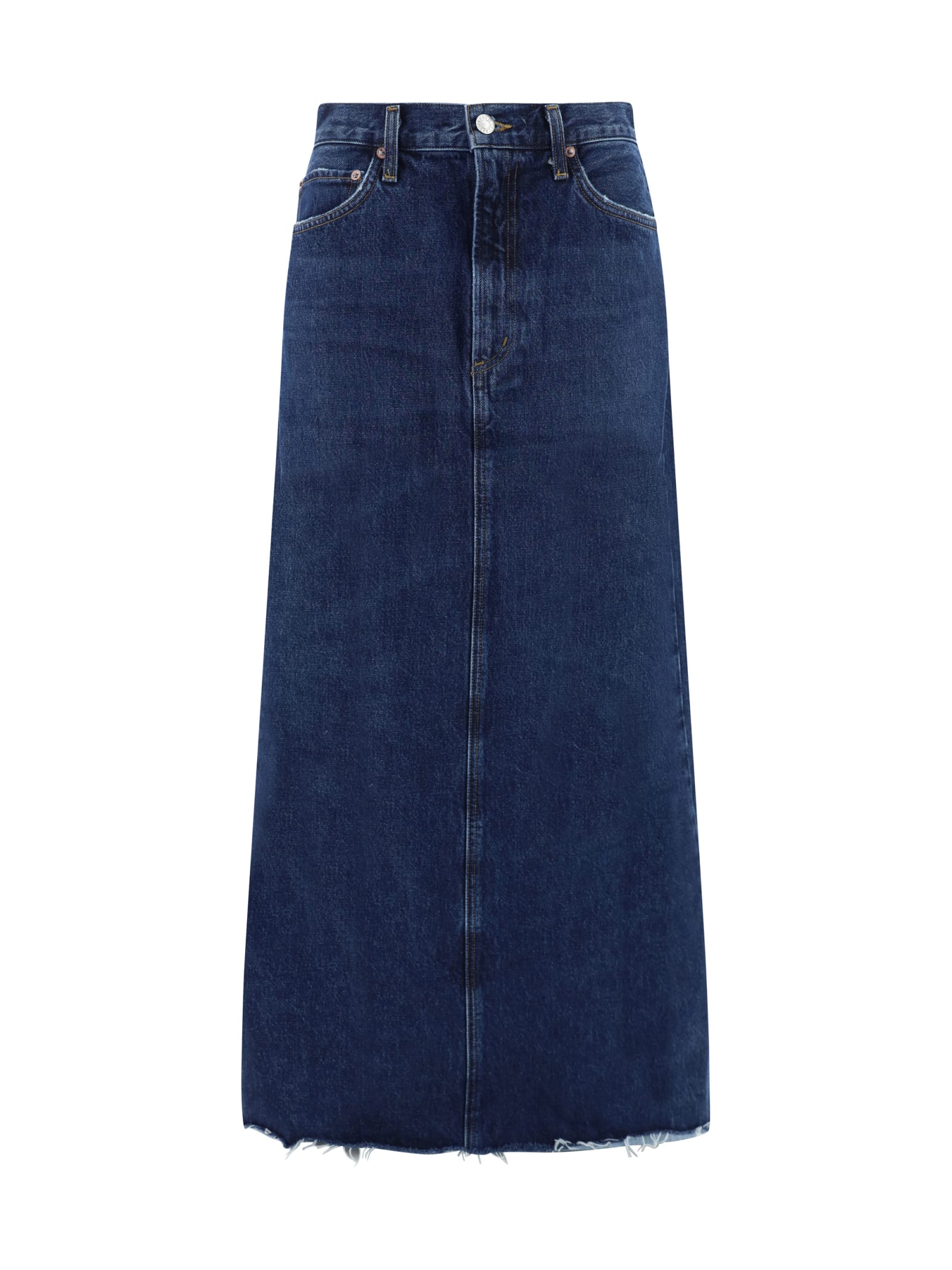 Shop Agolde Denim Skirt In Blue