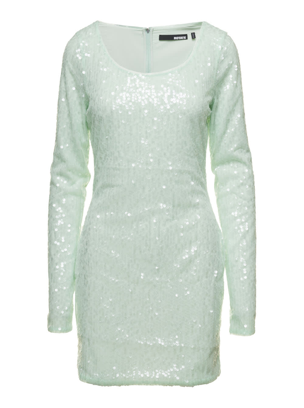 Mini Green Dress With All-over Sequins In Recycled Fabric Woman