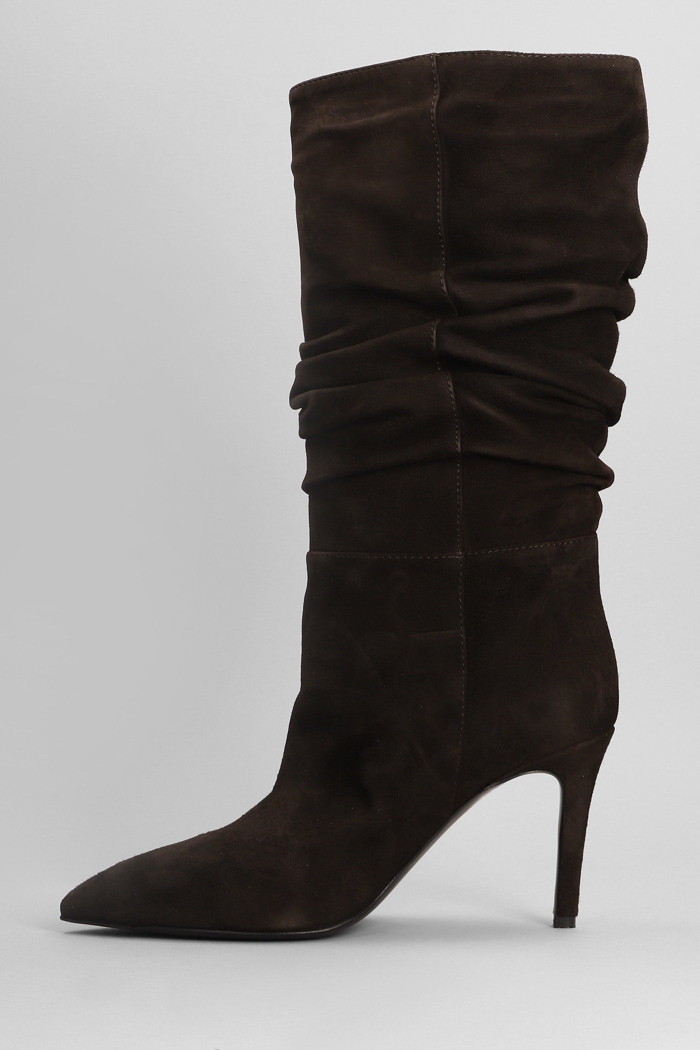 Shop Via Roma 15 High Heels Boots In Dark Brown Suede