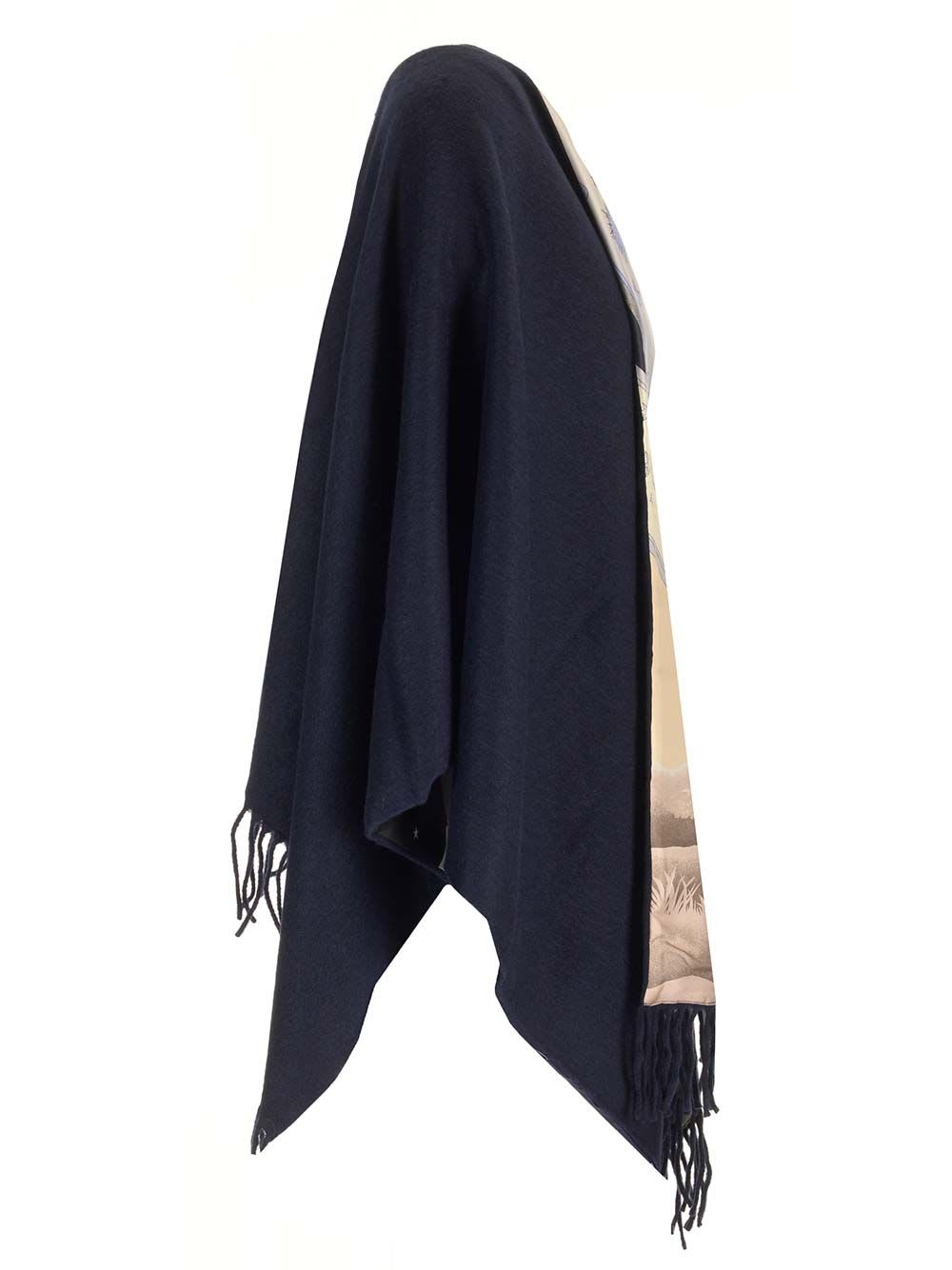 Shop Ferragamo Pure Cashmere Cape In Blue