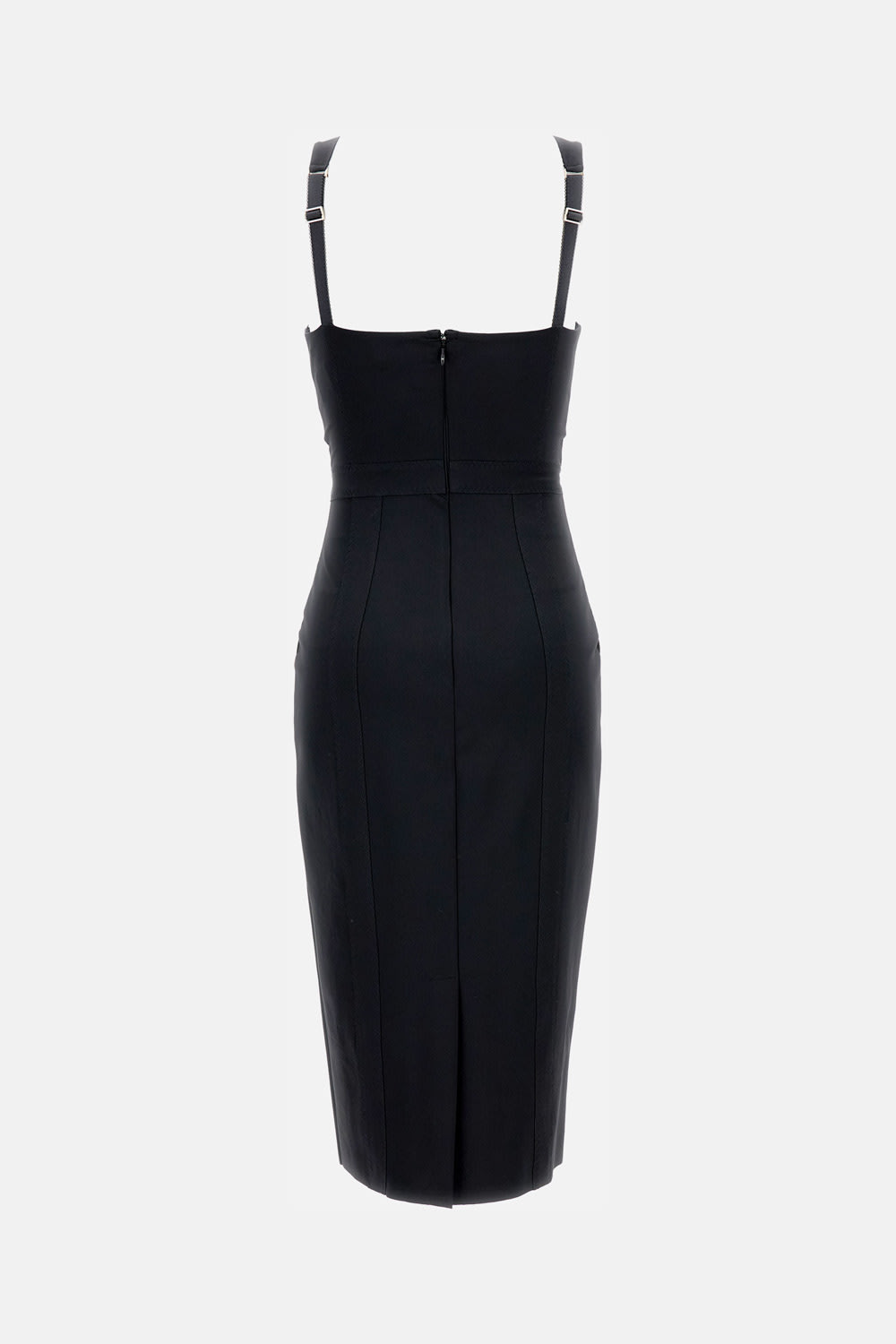 Elisabetta Franchi Sleeveless Round Neck Mini Fitted Chain Dress In Black