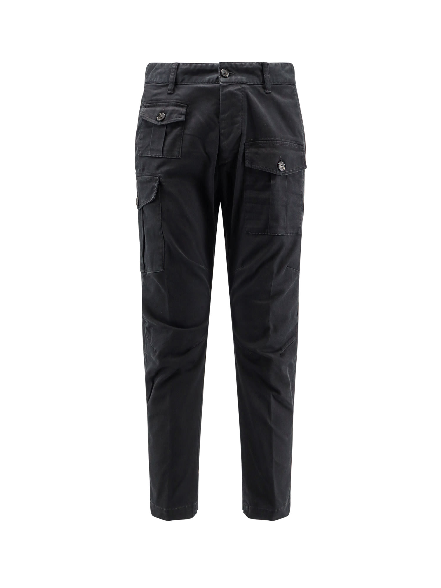 Dsquared2 Cotton Cargo Pant Trousers With Multiple Pockets In Black
