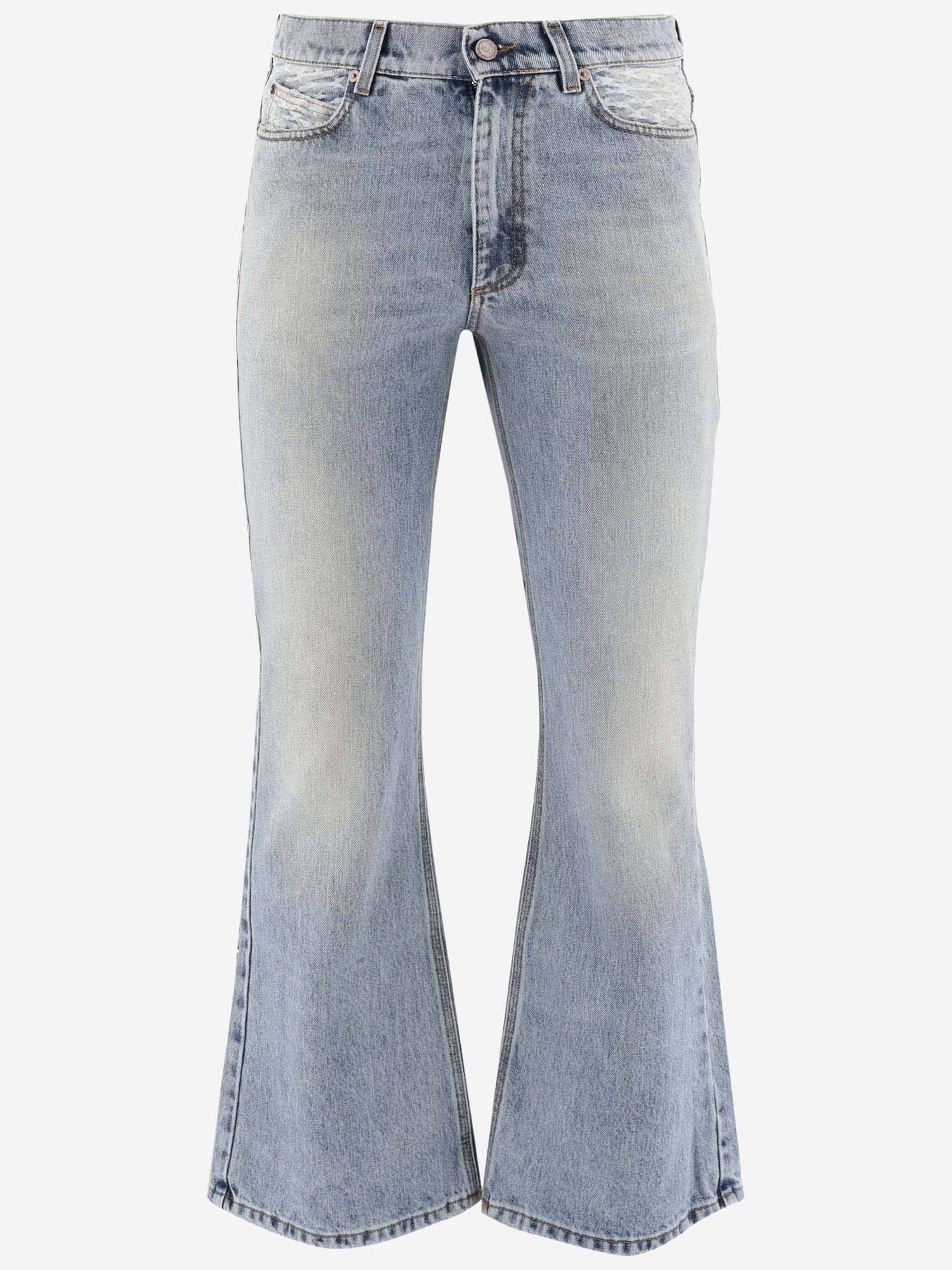 Cotton Denim Flared Jeans