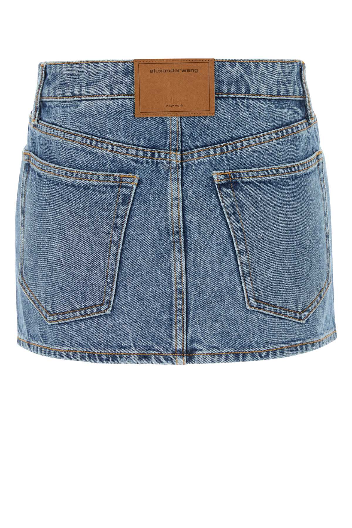 Shop Alexander Wang Denim Mini Skirt In Vintagemediumindigo