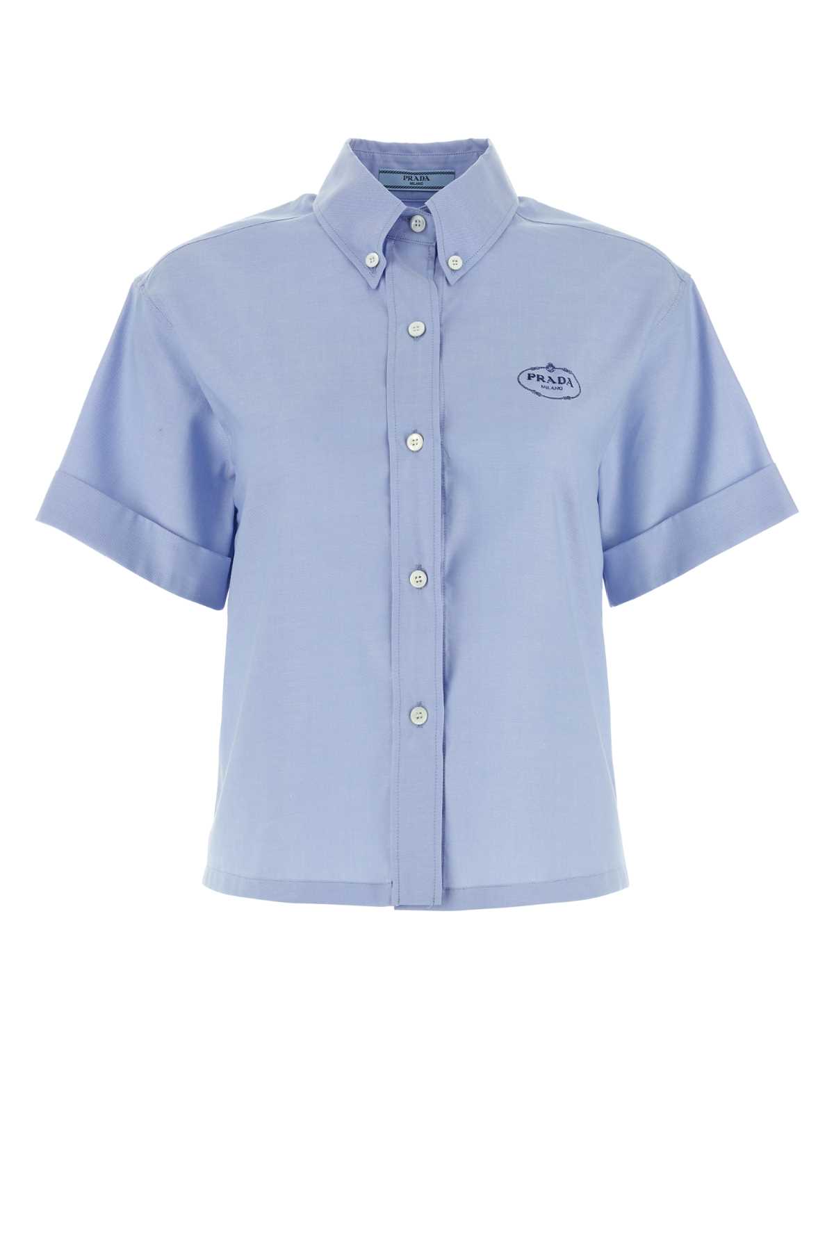 Shop Prada Light-blue Oxford Shirt In Celeste