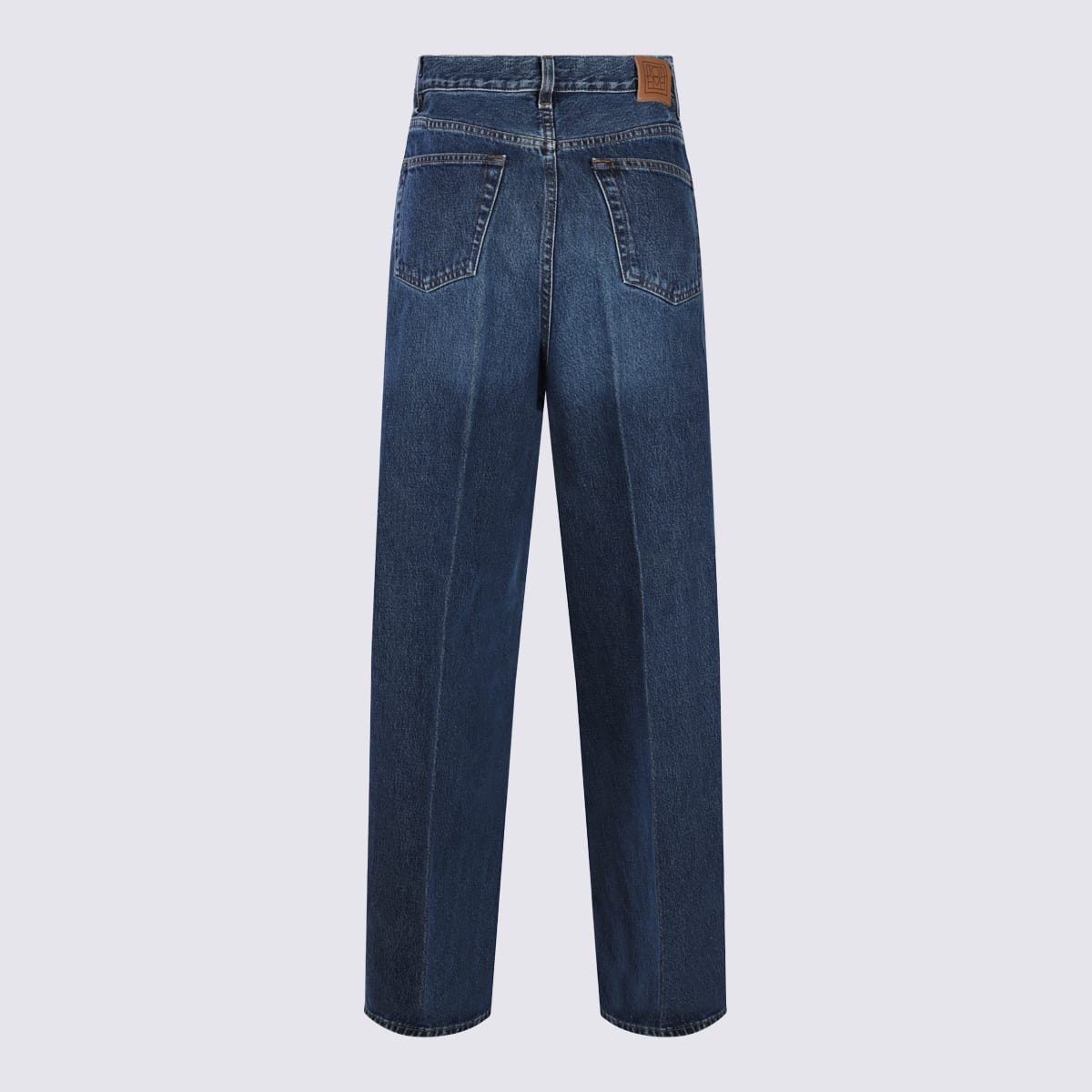 Totême High Waist Loose Leg Denim Trousers In Blue