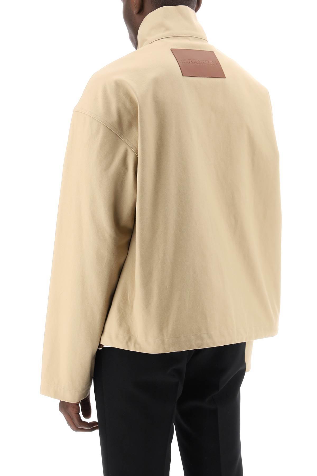 Shop Jil Sander Boxy High-neck Jacket In Dove Grey (beige)