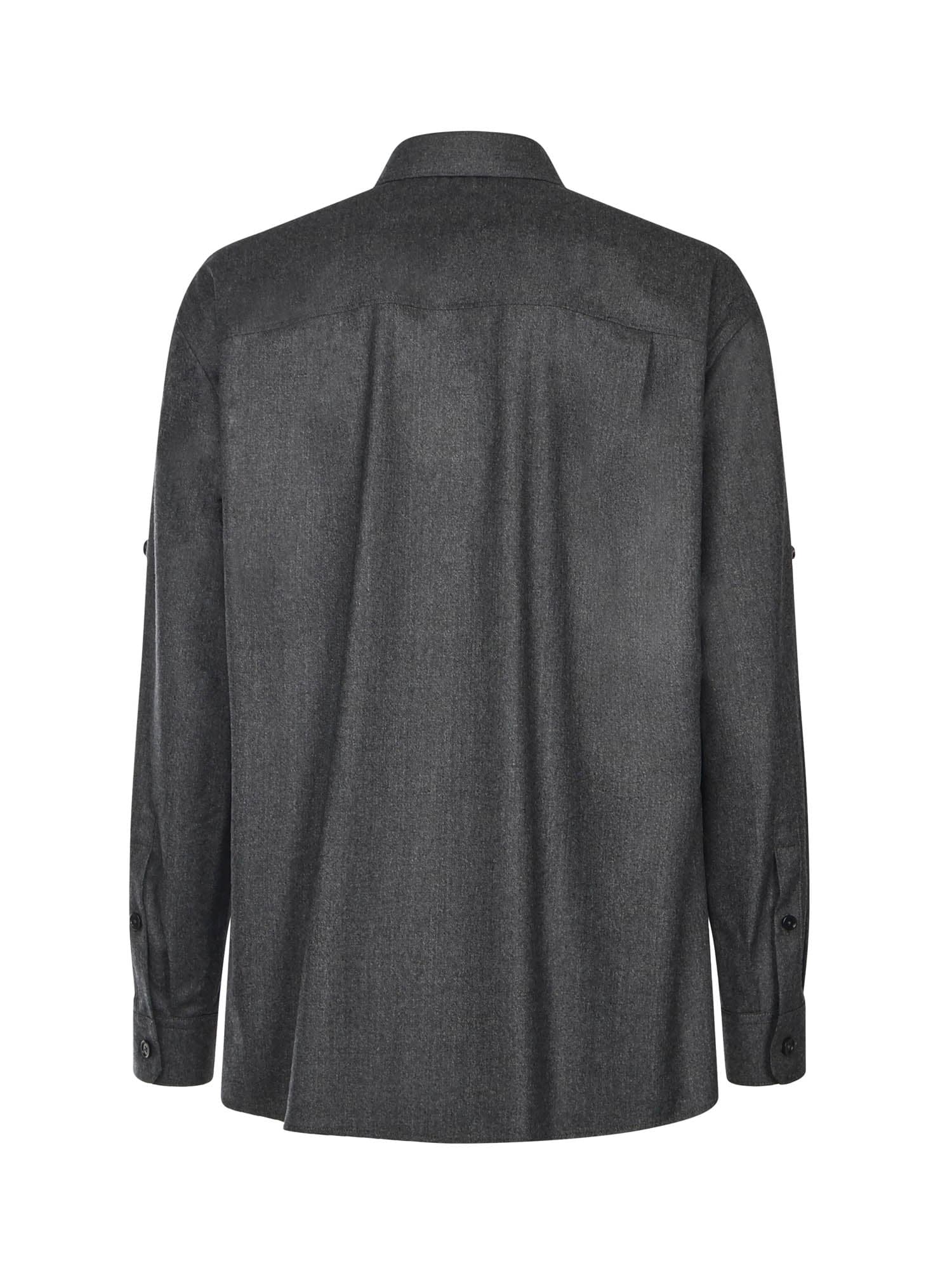 Dolce & Gabbana Melange Wool Wicker Shirt In Gray