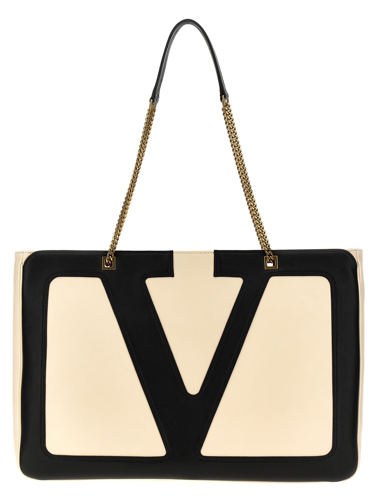 Valentino Garavani  Garavani 'viva Superstar' Medium Shopping In White/black