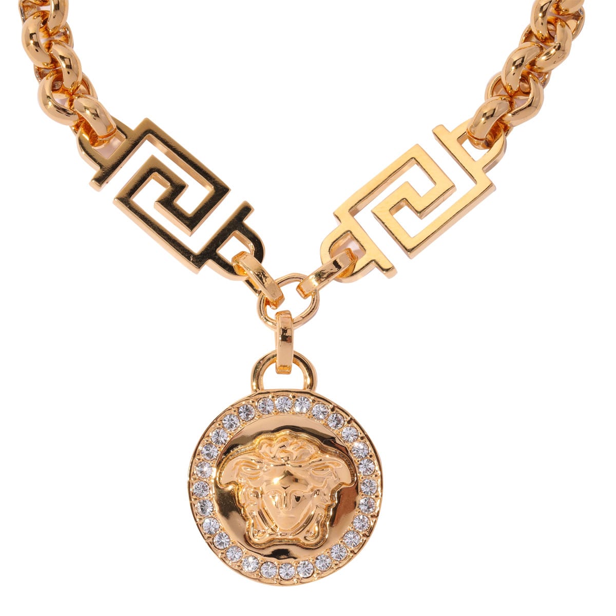 Shop Versace La Medusa Greca Bracelet With Crystals In Oro