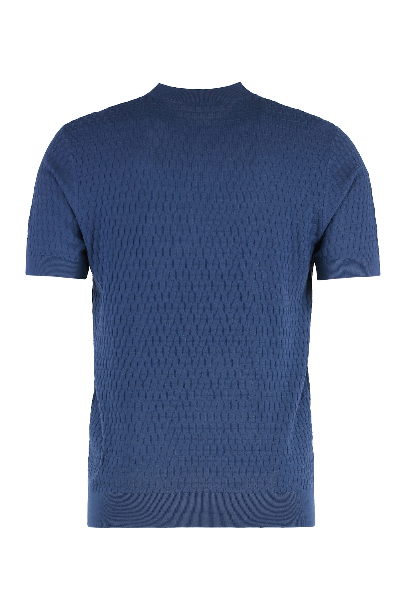 Shop Paolo Pecora Cotton Short Sleeve Sweater In Blue