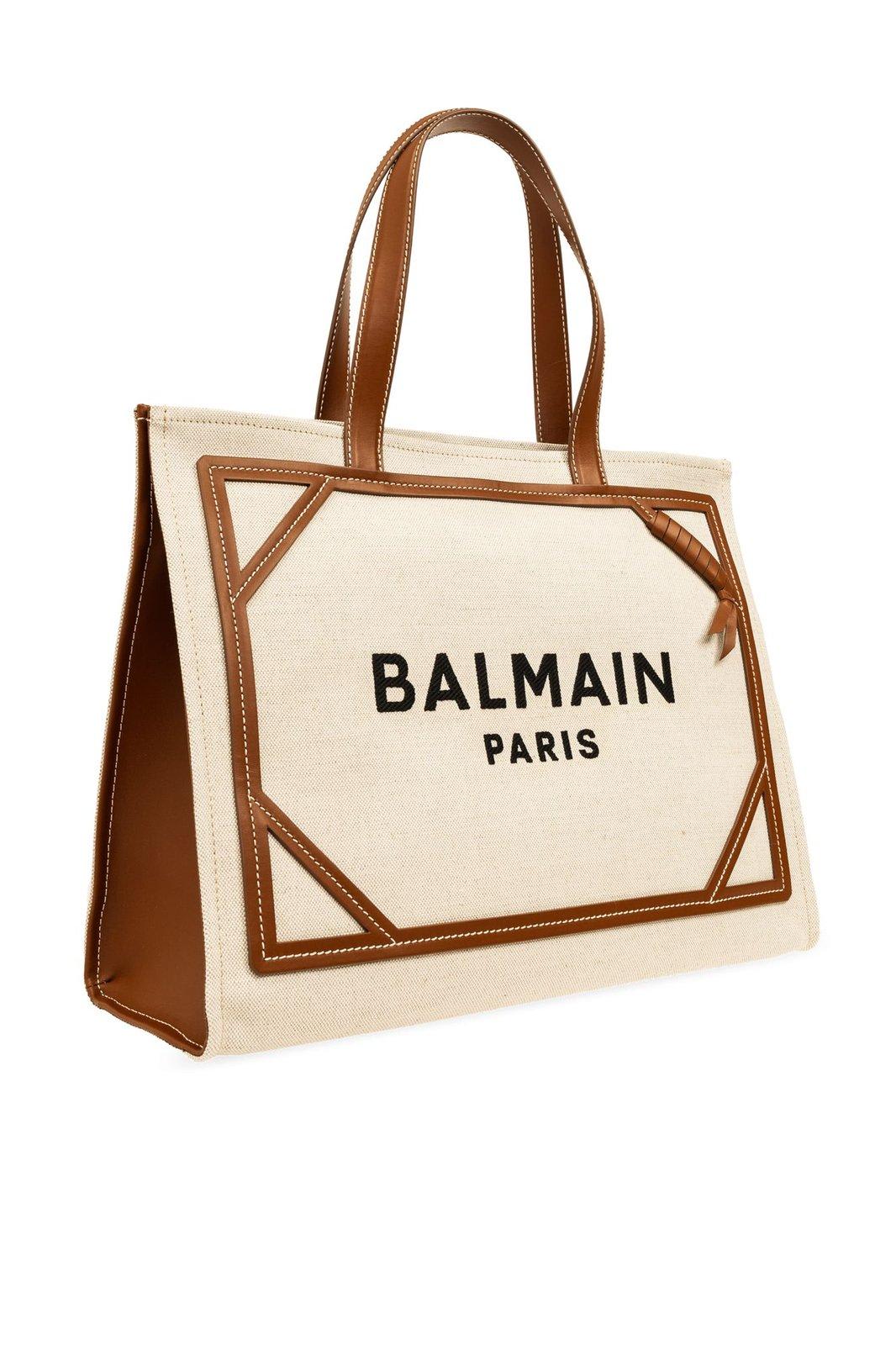 BALMAIN B-ARMY LOGO-EMBROIDERED TOP HANDLE BAG