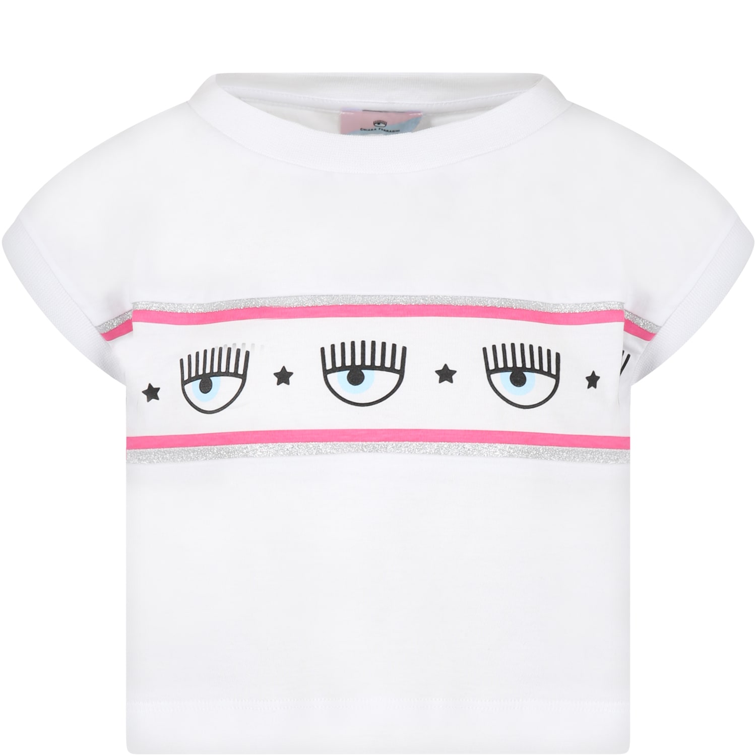 Shop Chiara Ferragni White T-shirt For Girl With Iconic Winks
