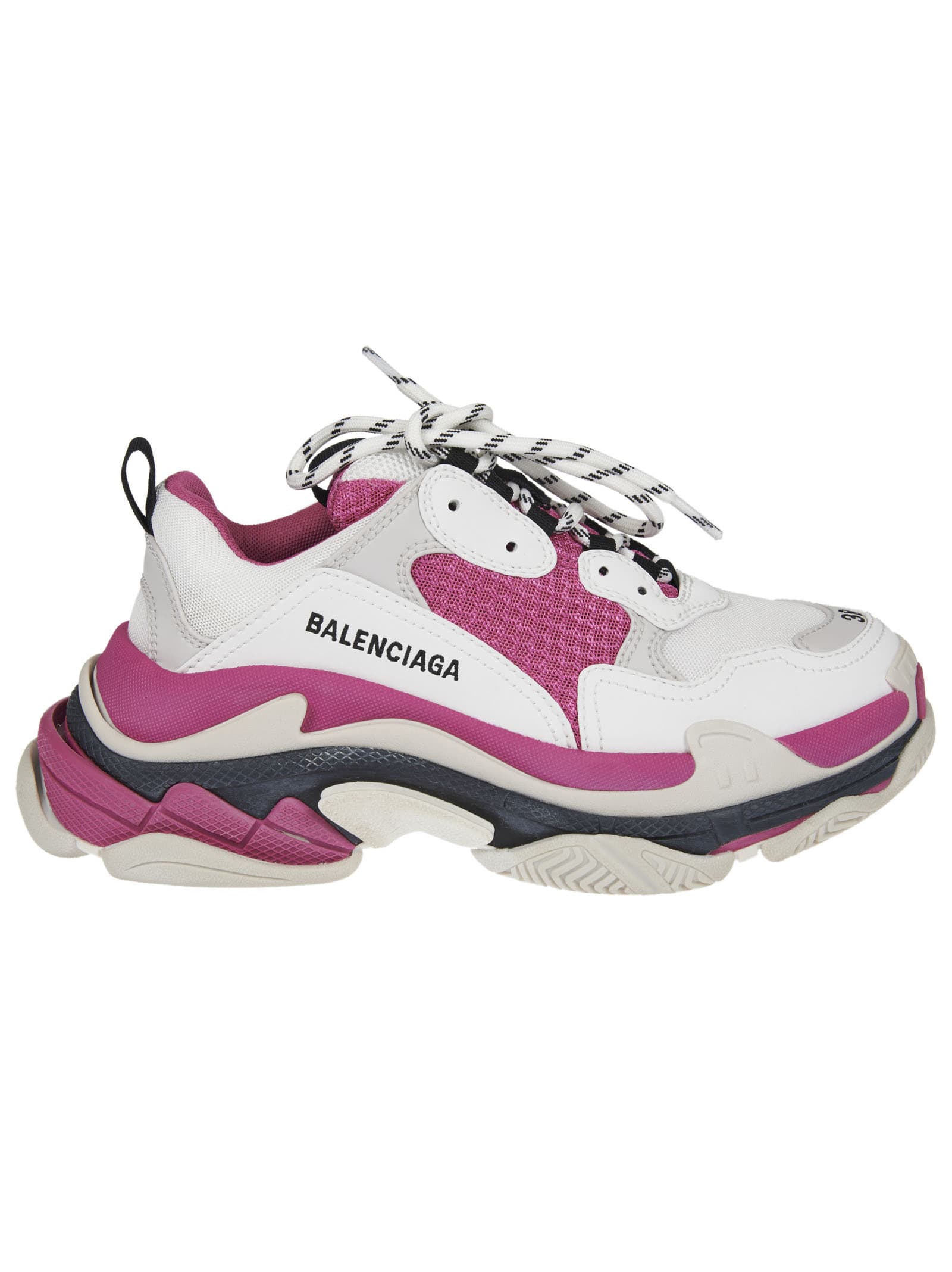 Balenciaga 60mm Triple S Mesh Sneakers In White/pink