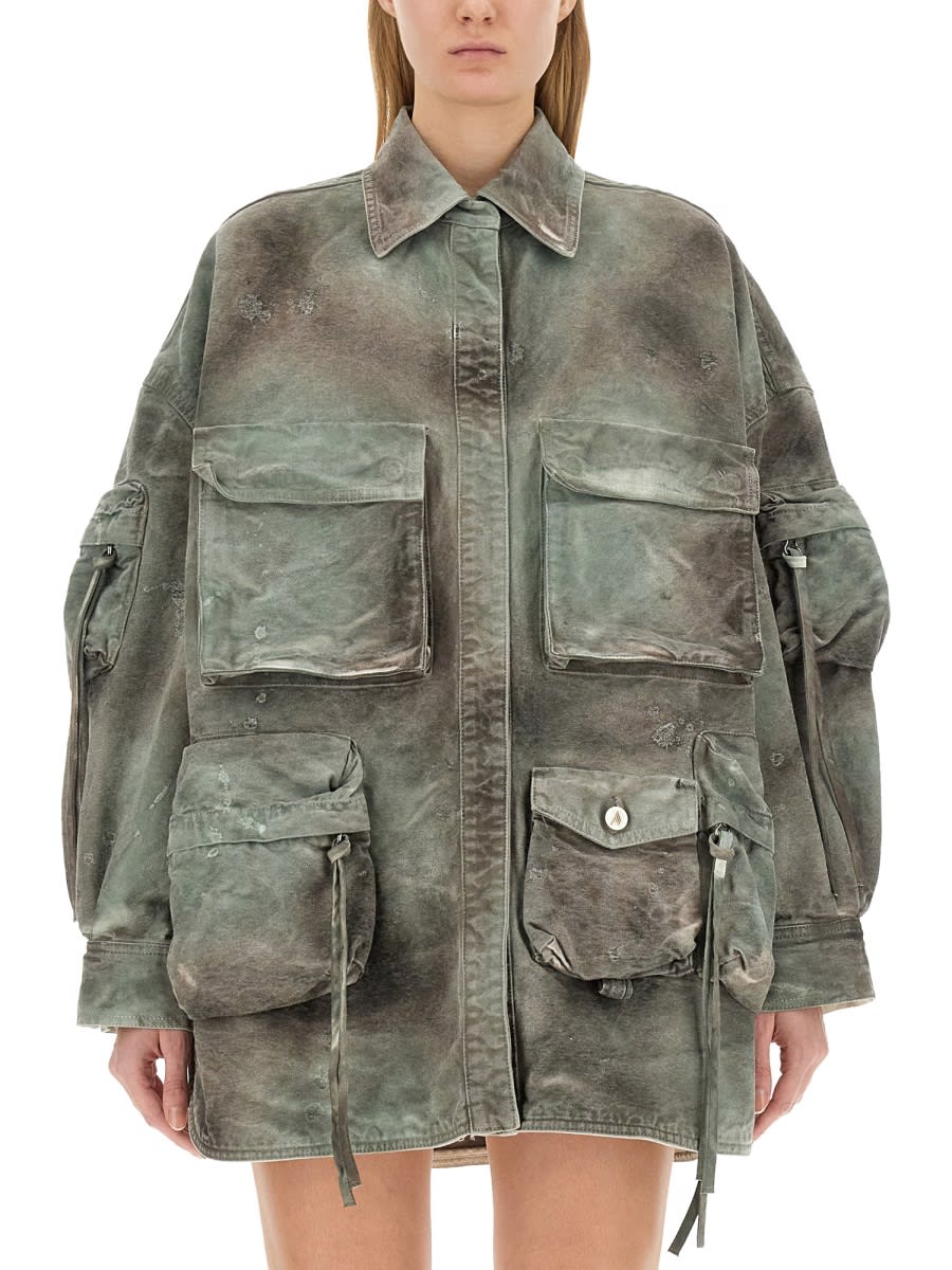 Shop Attico Shirt Jacket In Military Green