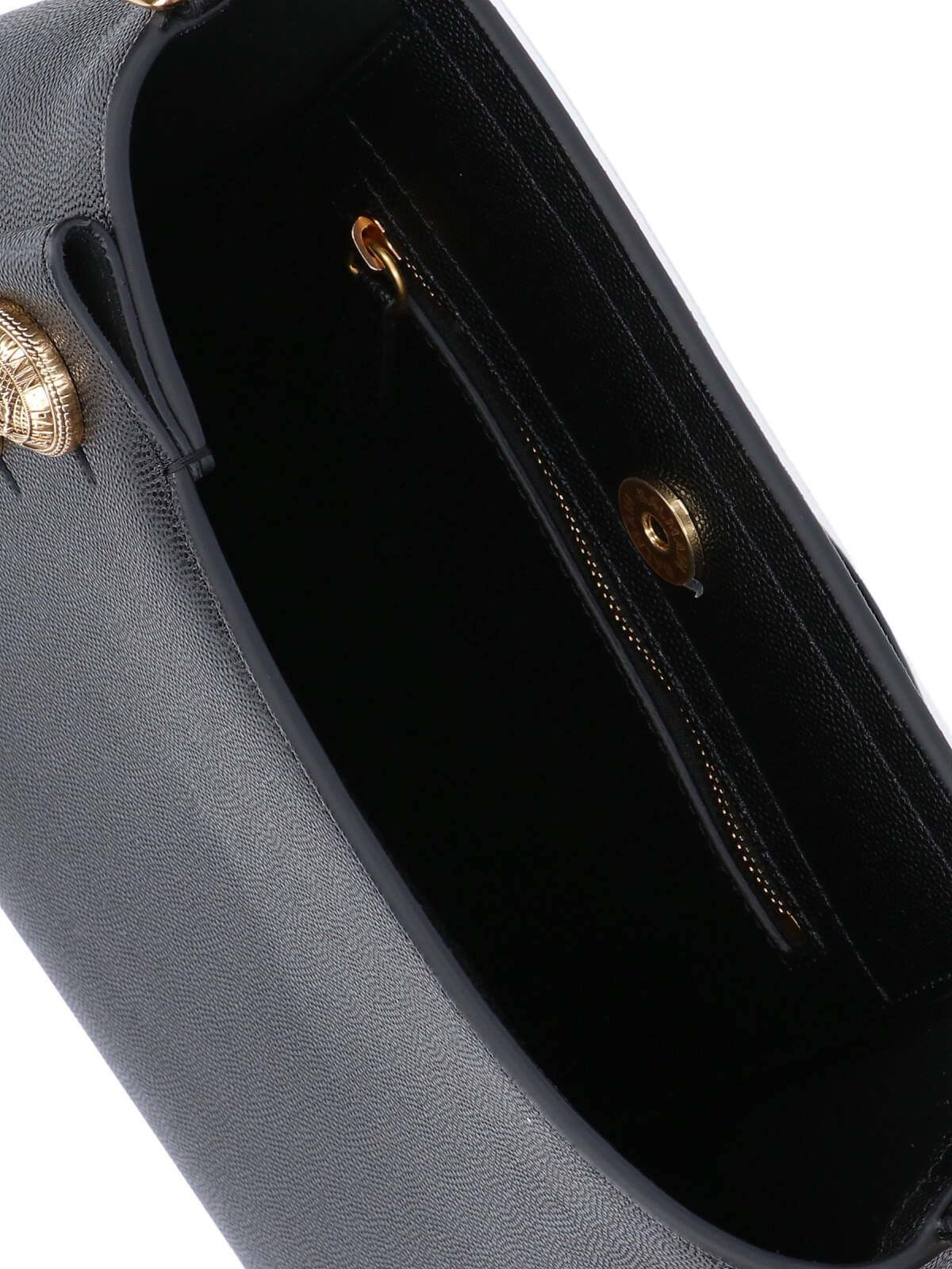 Balmain Emblem Crest Button Leather Shoulder Bag In Black