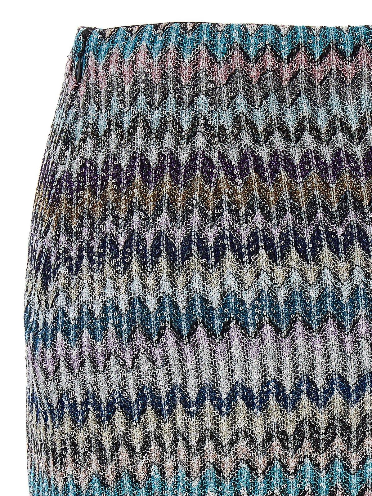 Shop Missoni Zigzag Knitted Mini Skirt In Clear Blue