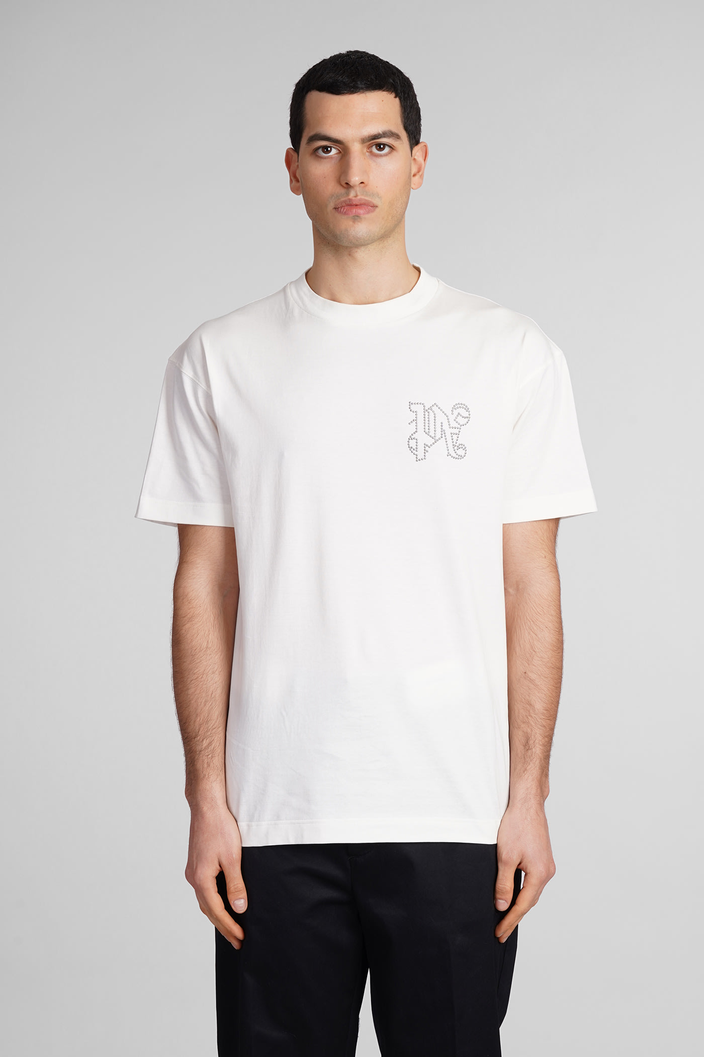 Palm Angels T-shirt In Beige Cotton