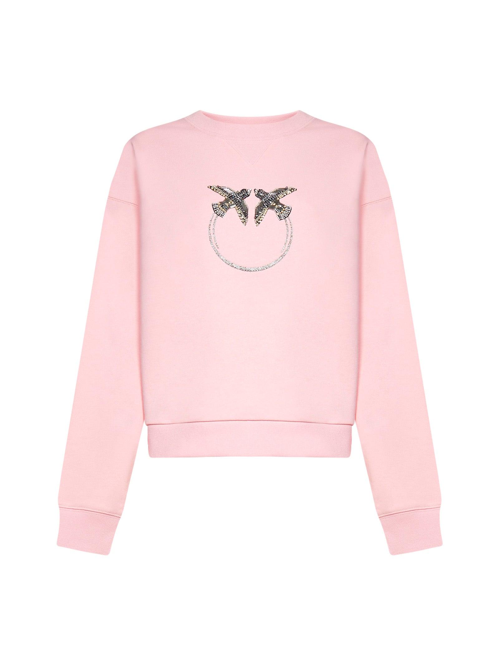 Pinko Love Birds Embellished Drop Shoulder Sweatshirt