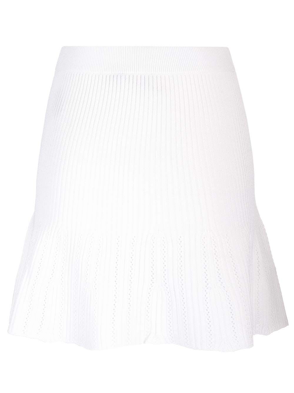 Shop Balmain Knit Skater Skirt In White