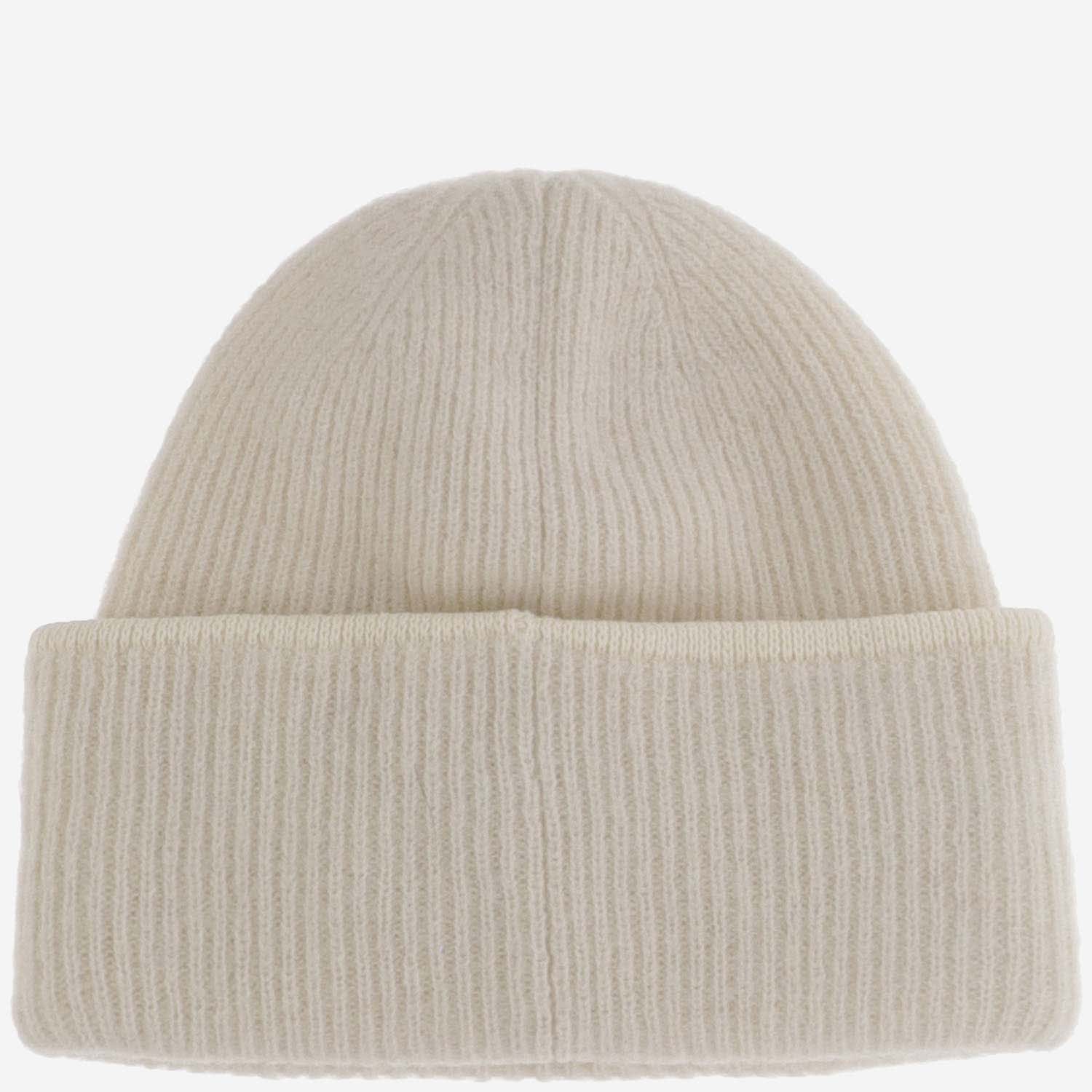 Shop Jacquemus Wool Blend Beanie With Logo In White