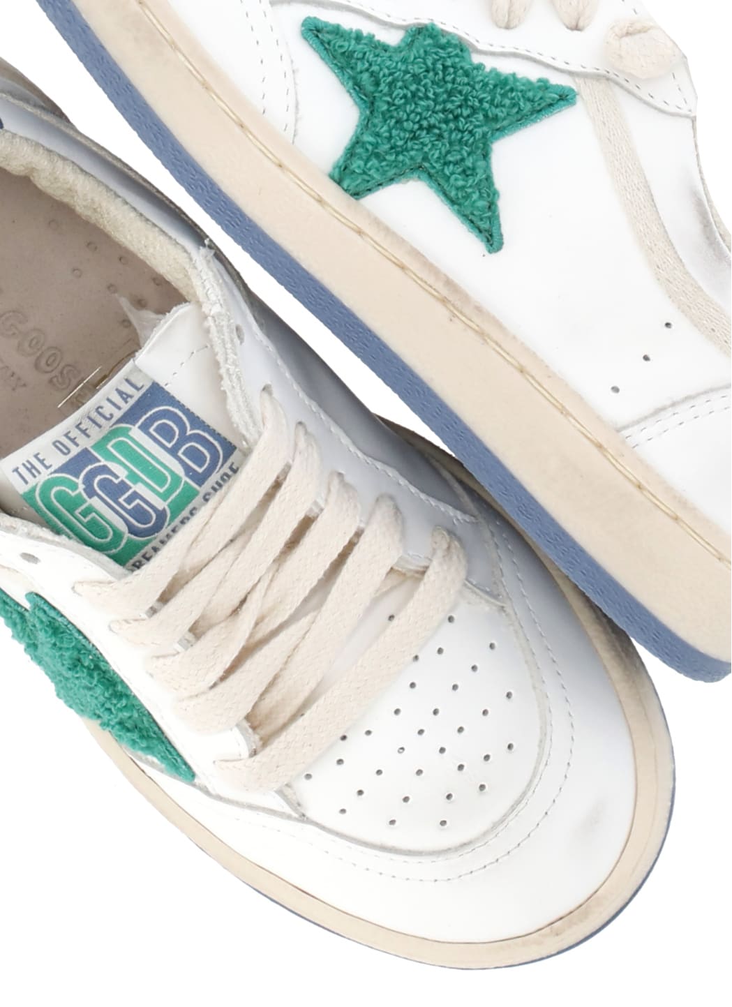 Golden Goose 'ball Star' Leather Sneakers Kids In White