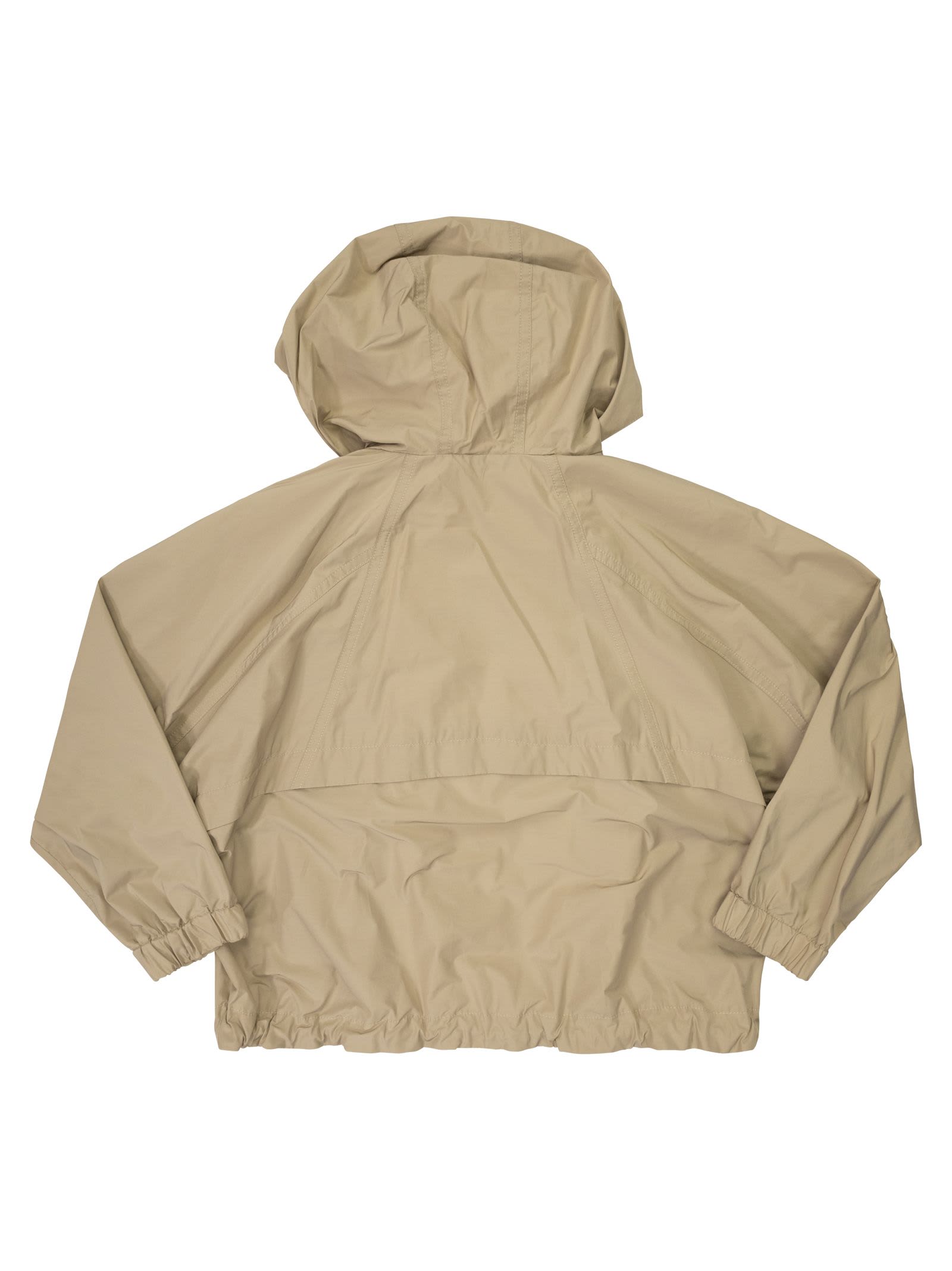 Shop Brunello Cucinelli Outerwear In Water-repellent Taffeta With Hood And Necklace In Hazelnut