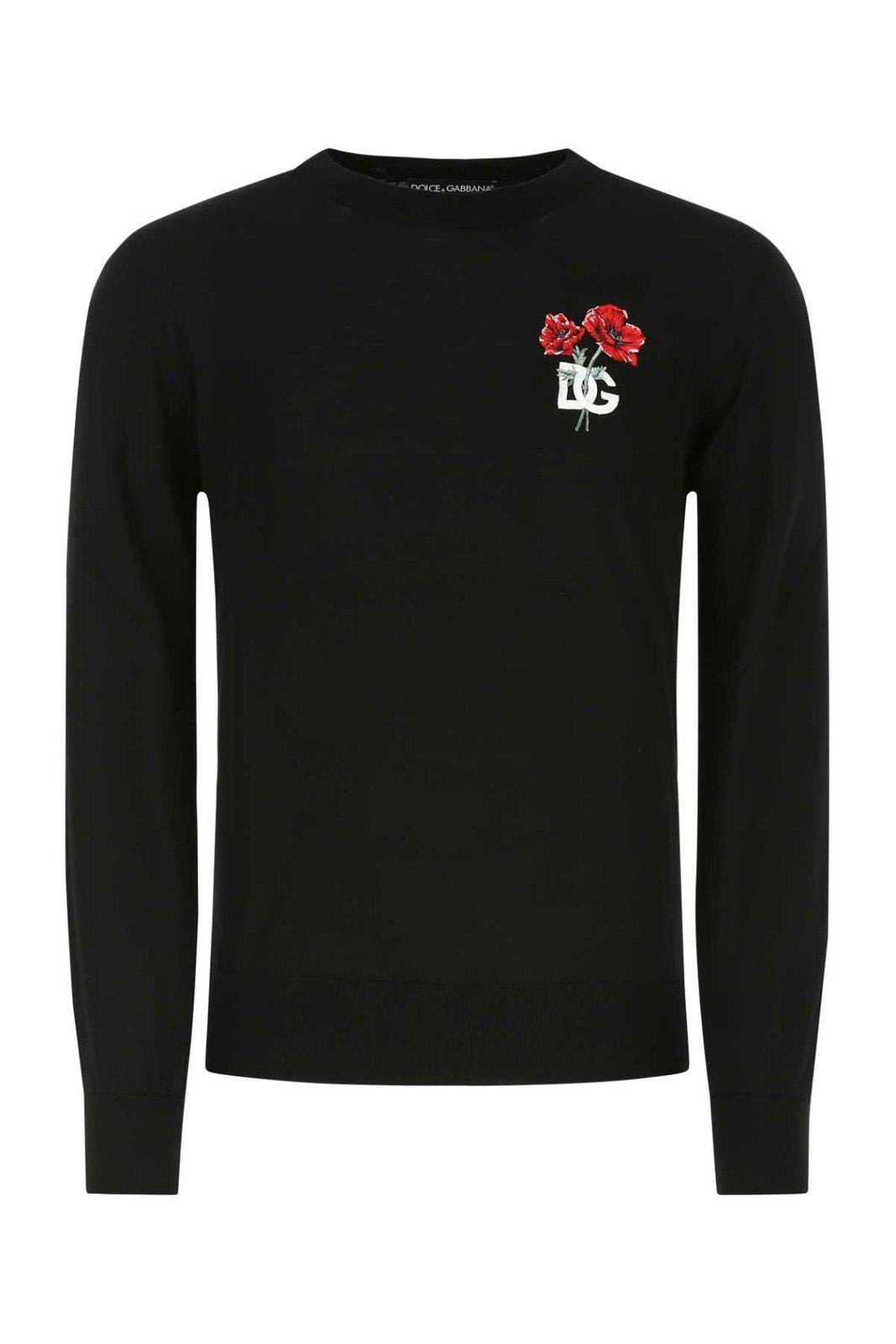 Dolce & Gabbana Flower-embroidered Crewneck Sweater