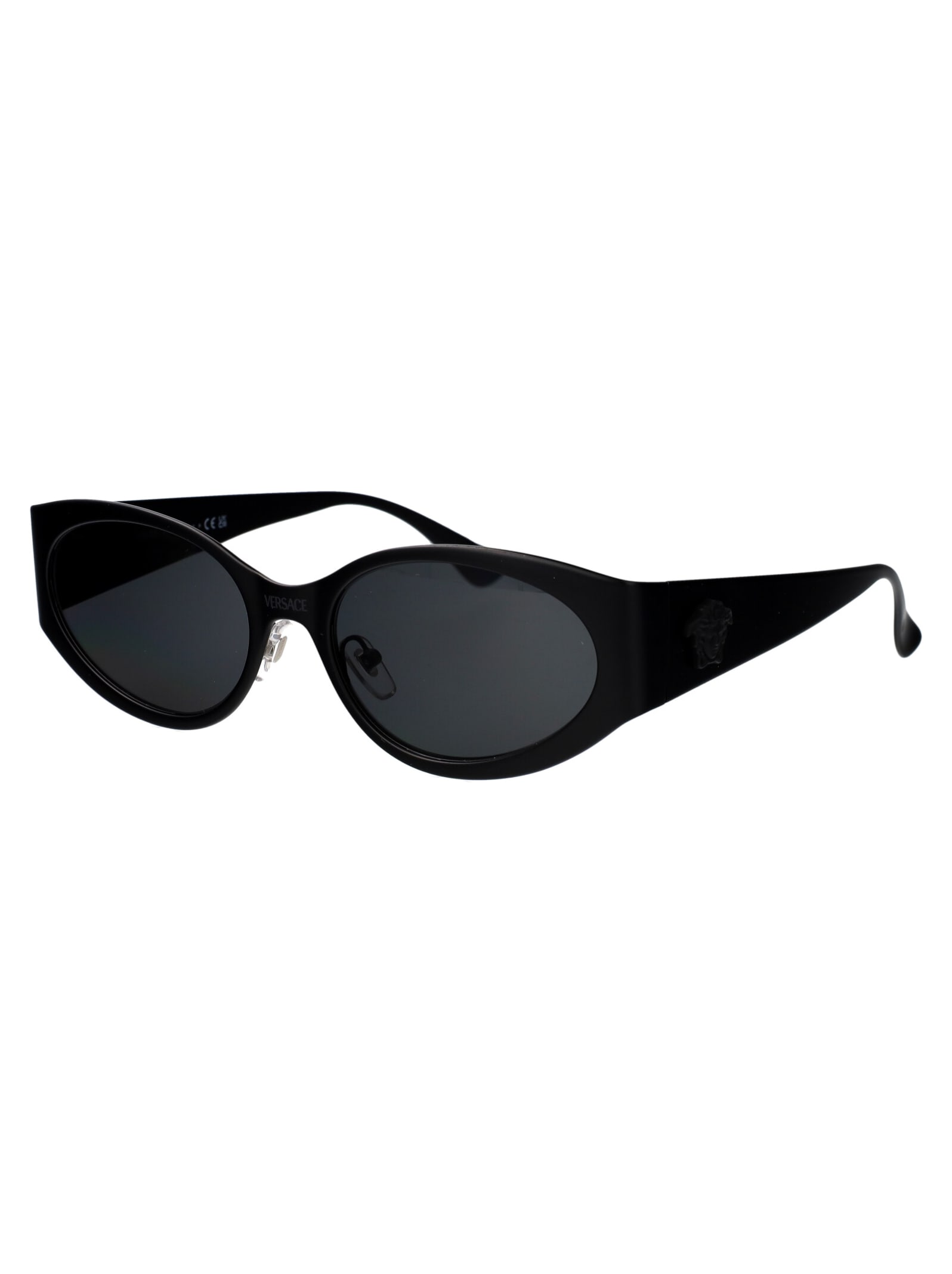 Versace Matte Black Metal Sunglasses In Black
