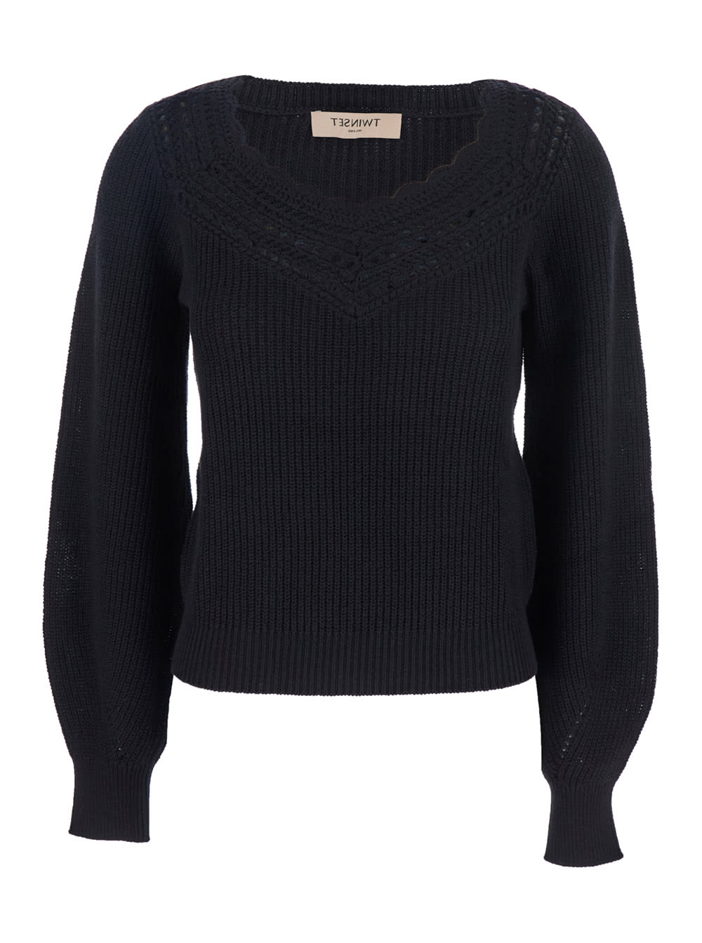 Twinset Ribbed Sweater In Black