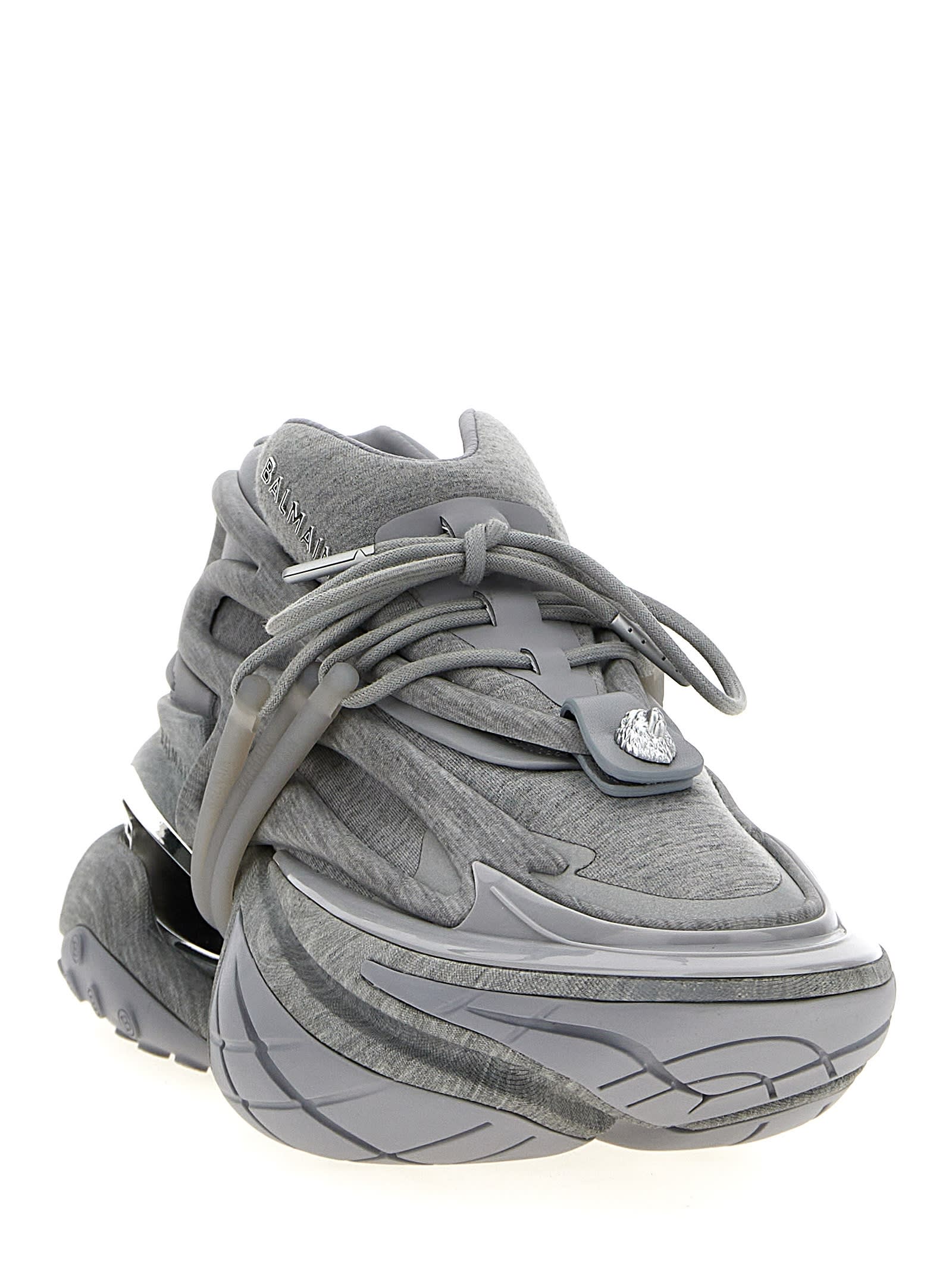 Balmain Unicorn Wave Fleece Sneakers In Gray