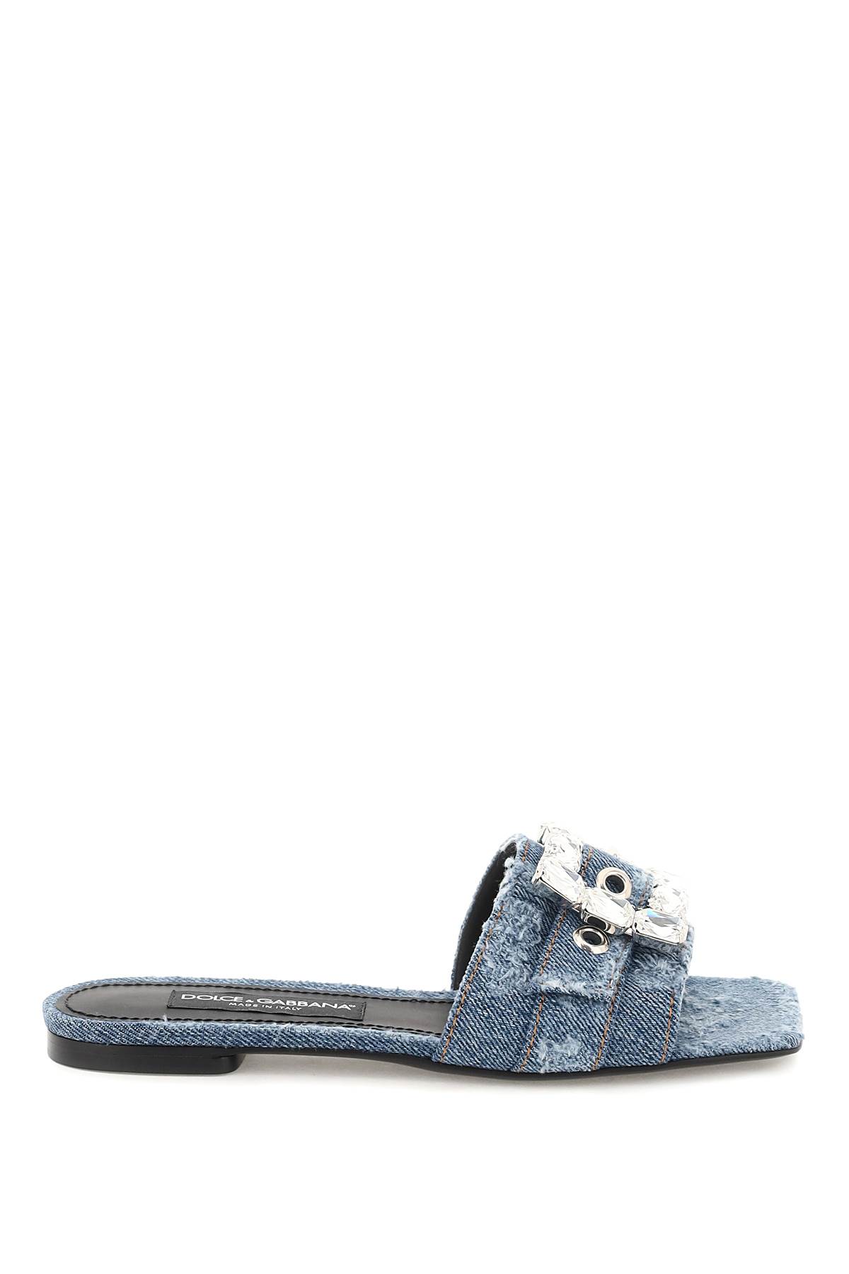 Dolce & Gabbana Distressed Emblished Slip-on Slides