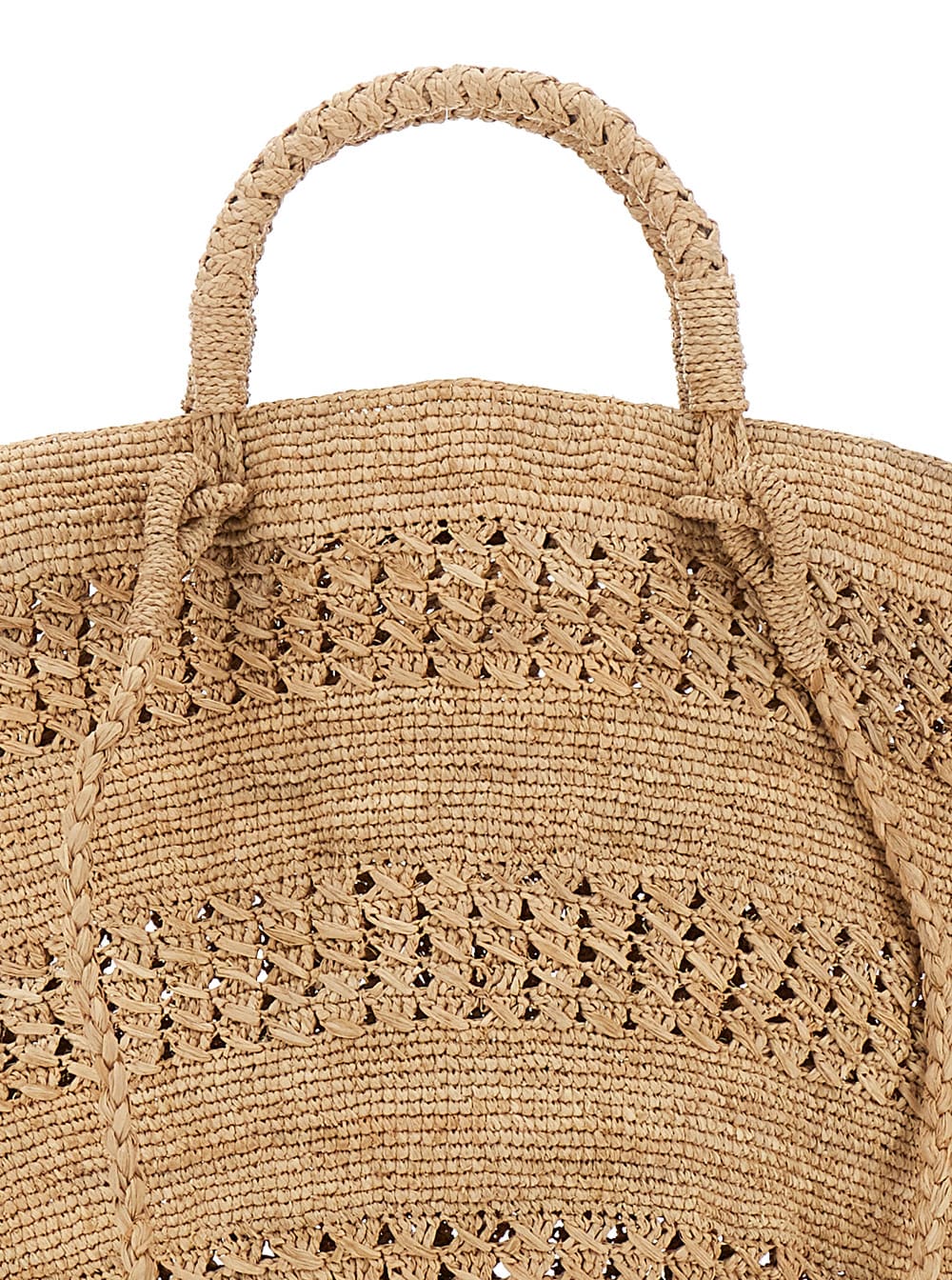 Ibeliv Sol Beige Handbag With Woven Design And Open Top In Raffia Woman