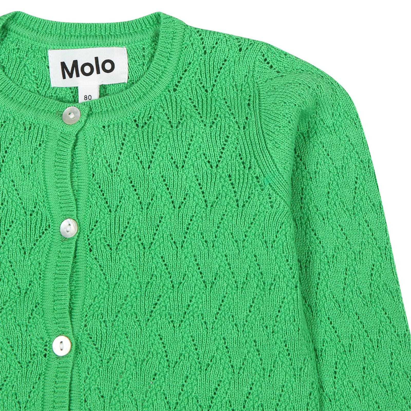 Shop Molo Green Cardigan For Baby Girl