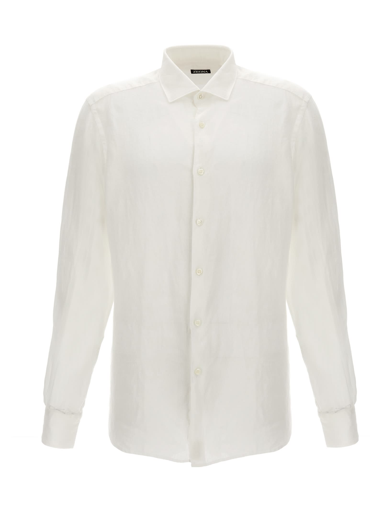 Shop Zegna Linen Shirt In White