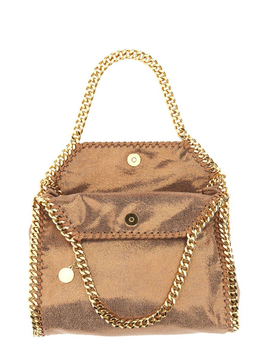 Shop Stella Mccartney Falabella Chain Mini Tote Bag In Brown