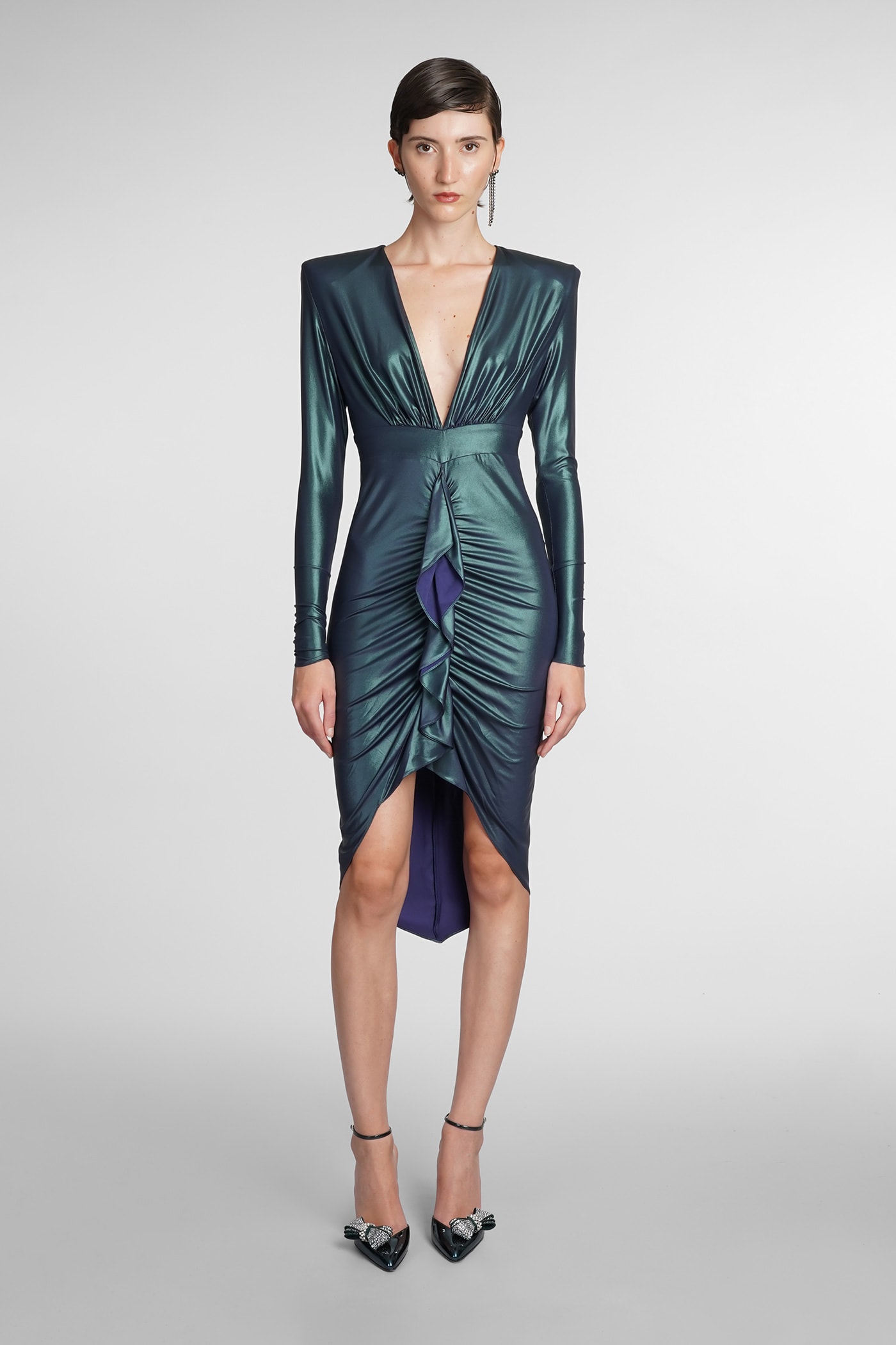 Alexandre Vauthier gathered ruffled jersey midi dress | Smart Closet Alexandre Vauthier gathered ruffled jersey midi dress | Smart Closet
