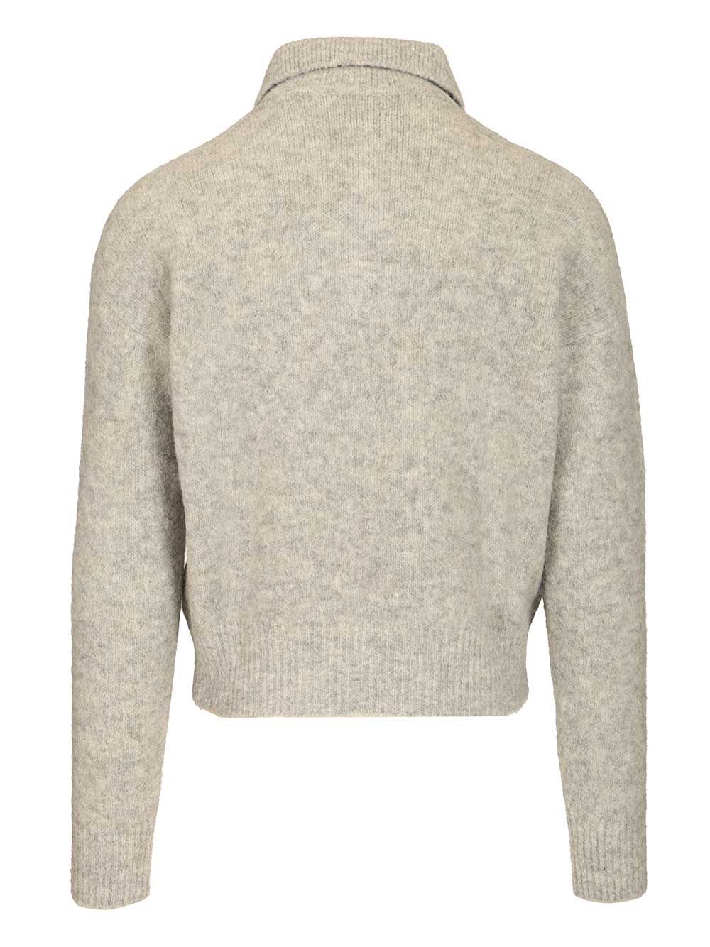 Ami Alexandre Mattiussi Light Grey Knit Sweater With Polo Collar And Three-button Placket In Multi