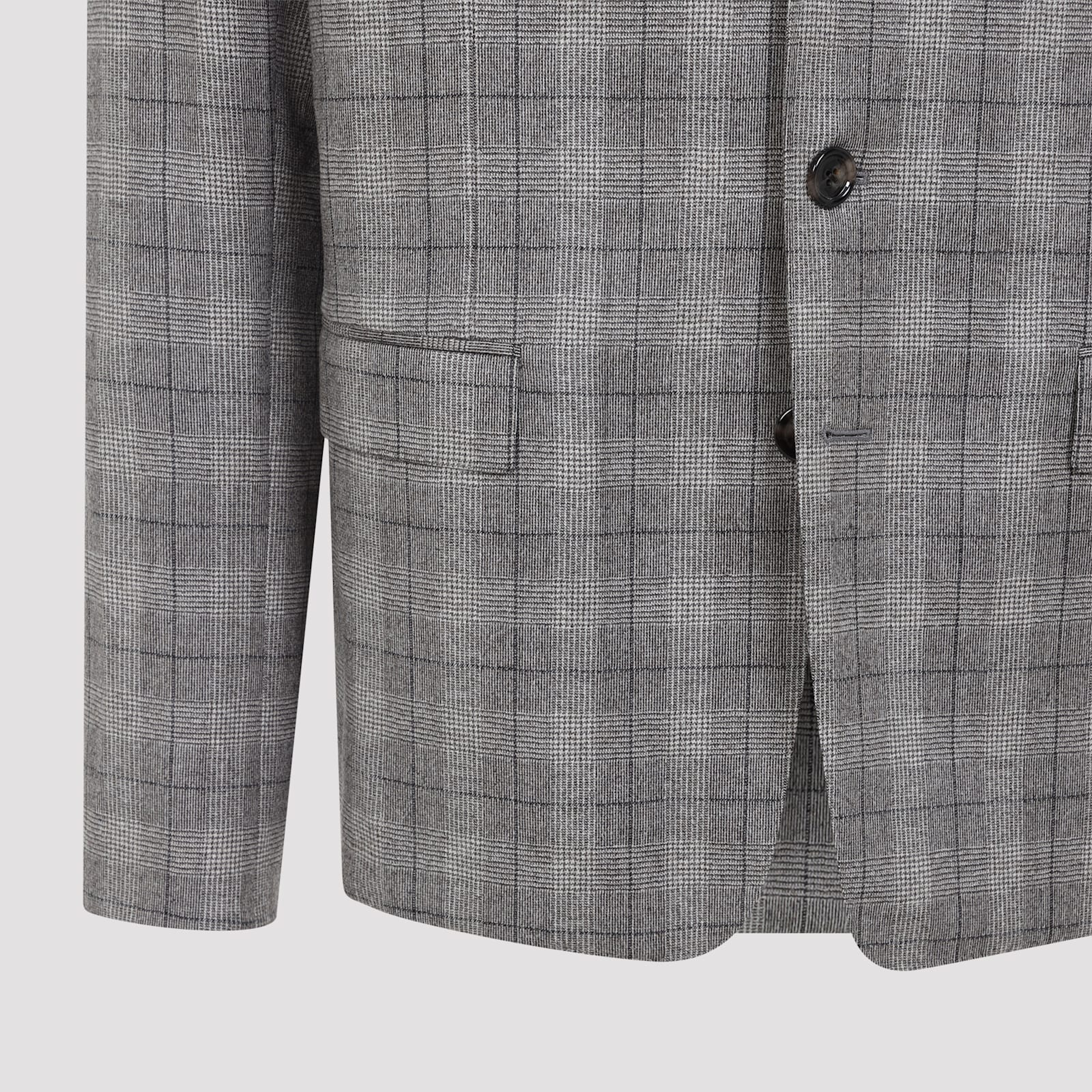 Celine Prince Of Wales Checked Wool And Cashmere-blend Blazer In Gray