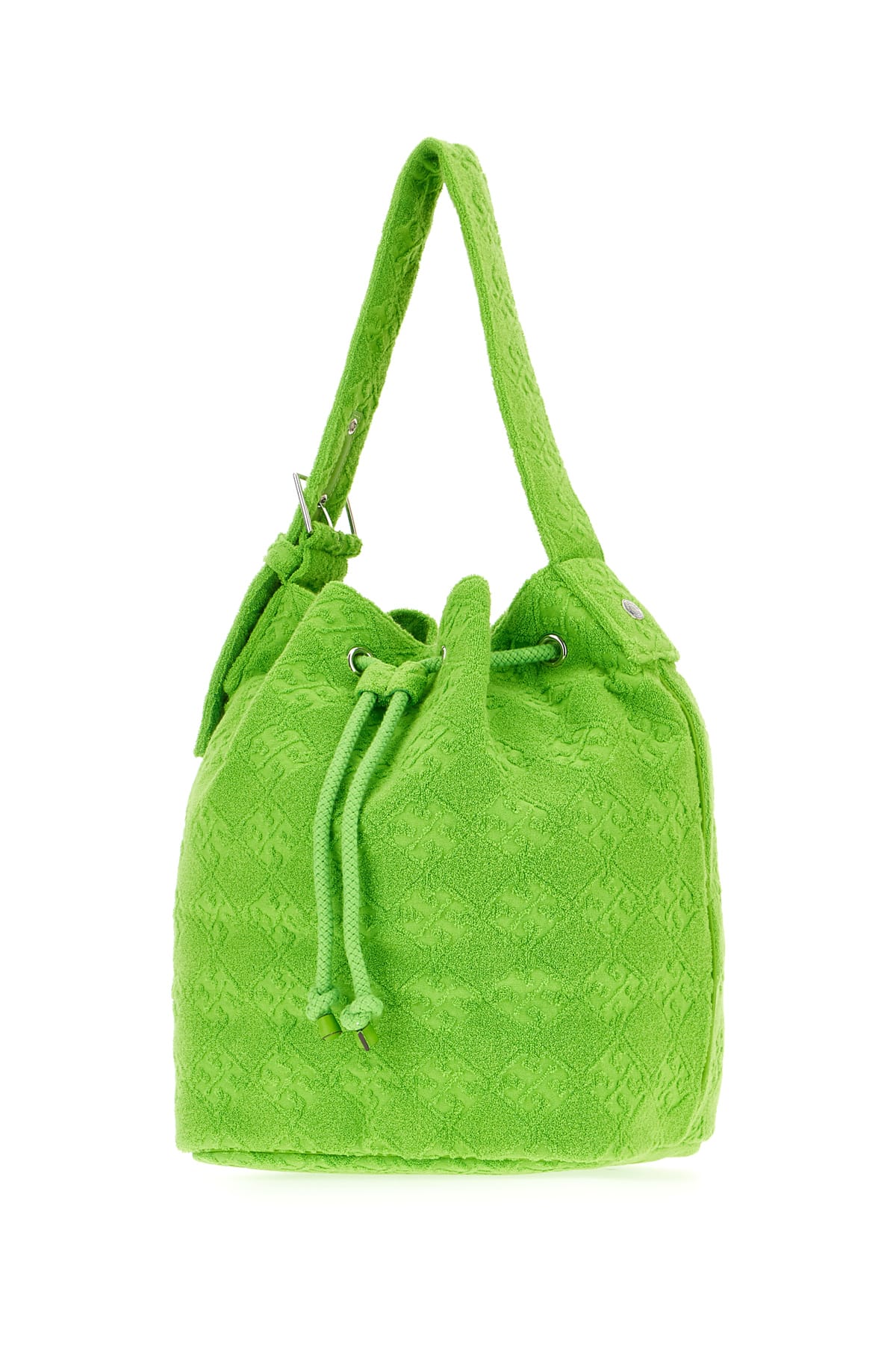 Tory Burch Textured Fabric Shoulder Bags With Adjustable Strap In Green