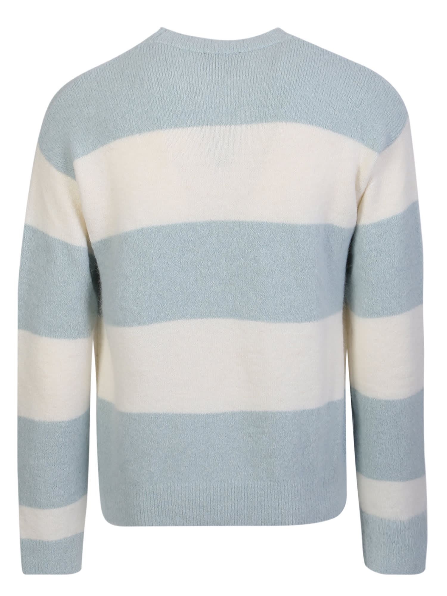 Shop Apc Striped Sky Blue/white Crewneck Sweater